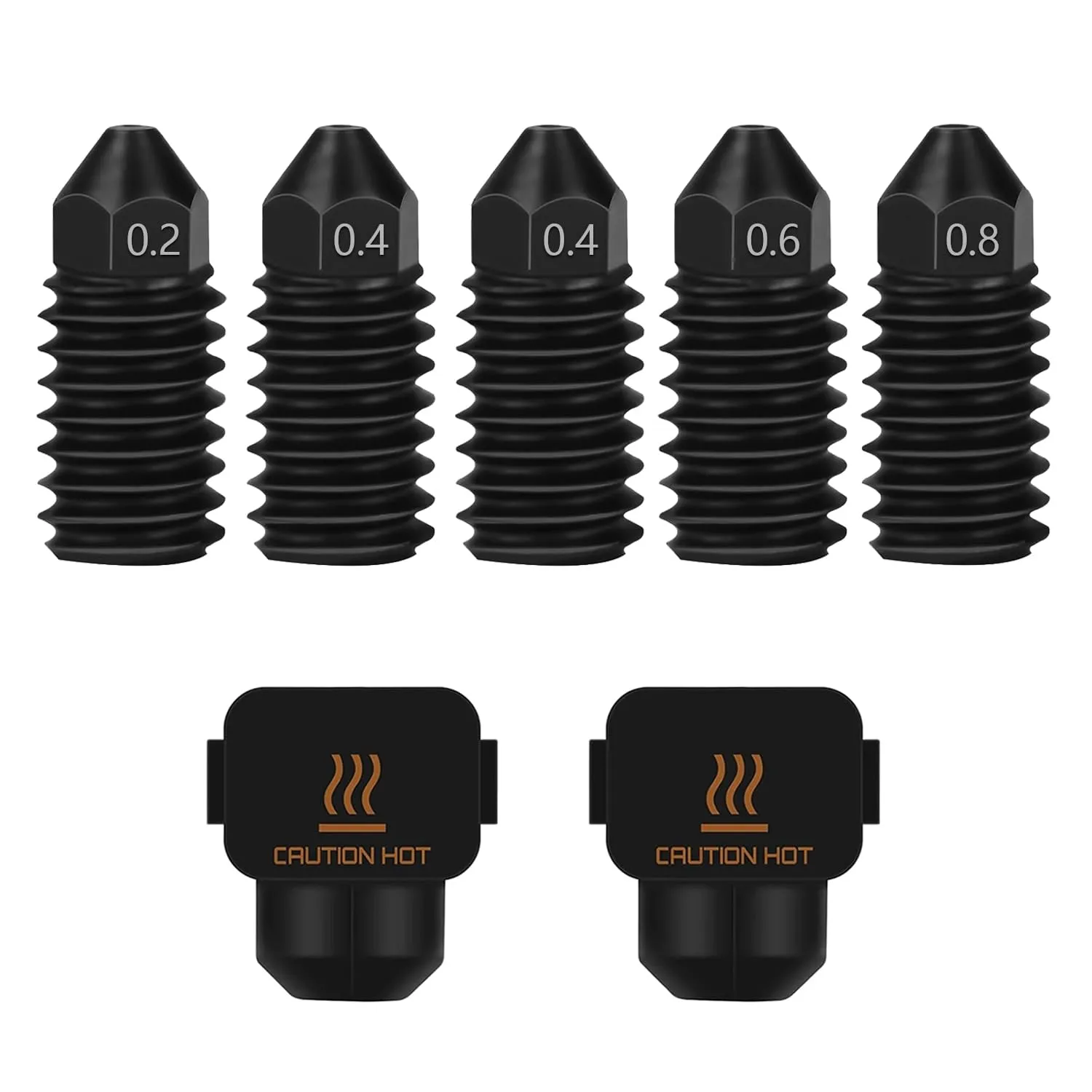 HzdaDeve A1/A1 Mini ugelli in acciaio temprato 0.2MM 0.4MM 0.6MM 0.8MM Ugelli resistenti all'usura ad alto flusso con coperchio extra in silicone Sock Hotend Stampante Head Extruder per Bambu Lab