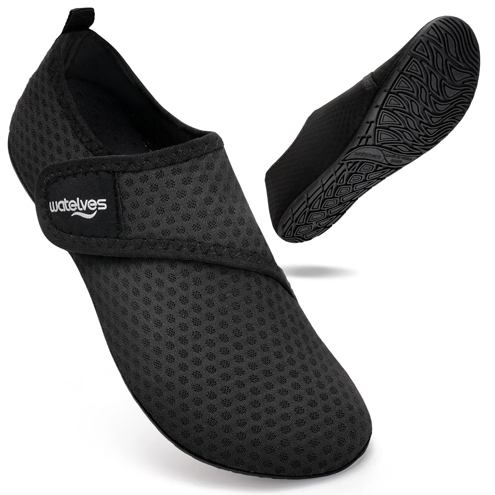 WateLves Scarpe da Nuoto Uomini Donne Scarpe Acqua Scarpe Spiaggia Aqua Scarpe Asciugatura Rapida Traspirante Surf Piscina Spiaggia Unisex (Schneeflocke Schwarz 42/43)