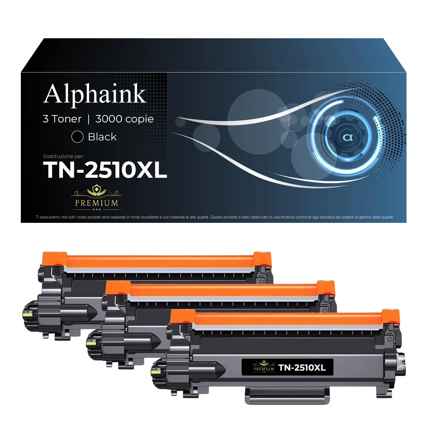 alphaink 3 Toner Compatibili con Brother TN2510XL TN-2510XL con Chip 3.000 copie per DCP L2620DW L2627DWE L2627DWXL L2660DW L2665DW HL L2400DWE L2445DW MFC L2800DW L2827DW L2827DWXL L2835DW L2960DW
