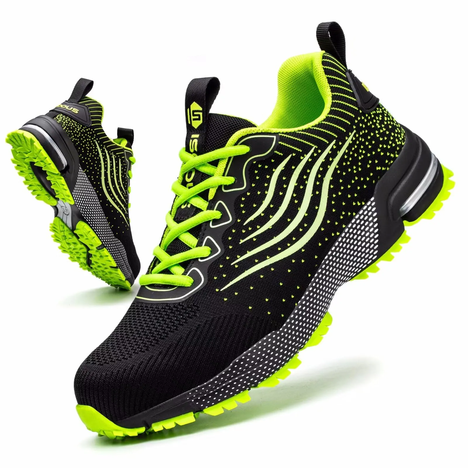 Scarpe Antinfortunistiche Uomo Scarpe da Lavoro Donna Leggere con Punta in Acciaio Traspiranti Scarpe Sicurezza Comode Antiscivolo Sneaker Industriali Verde 43