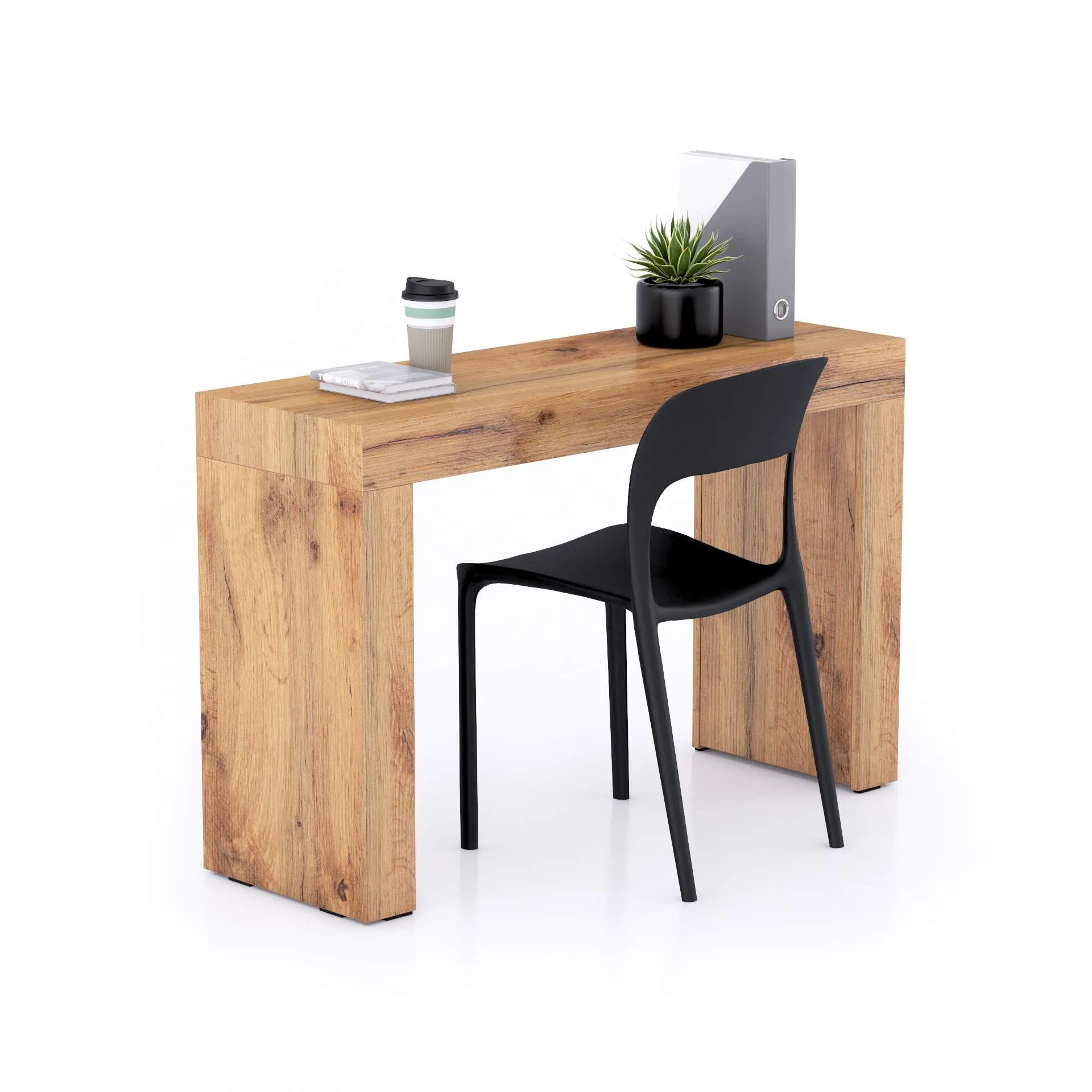 Mobili Fiver, Scrivania Evolution 120x40, Rovere Rustico con Due Gambe, Nobilitato, Scrivania moderna per Camera, Ufficio, Made in Italy