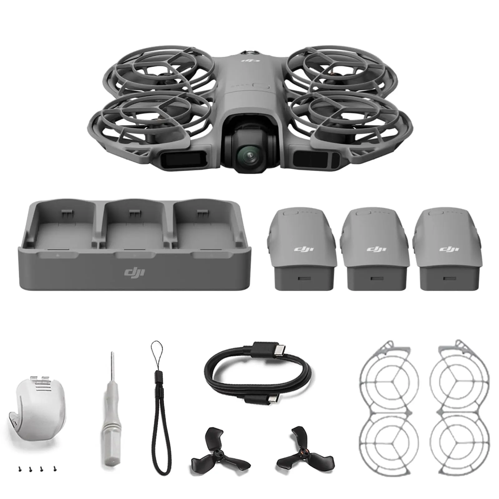 DJI Neo 2 Combo Fly More con accessori (drone singolo), drone 4K con fotocamera, decollo e atterraggio dal palmo, controllo con gesti, ActiveTrack, rilev. omn. ostacoli, 3 batterie (Neo 2 Combo)