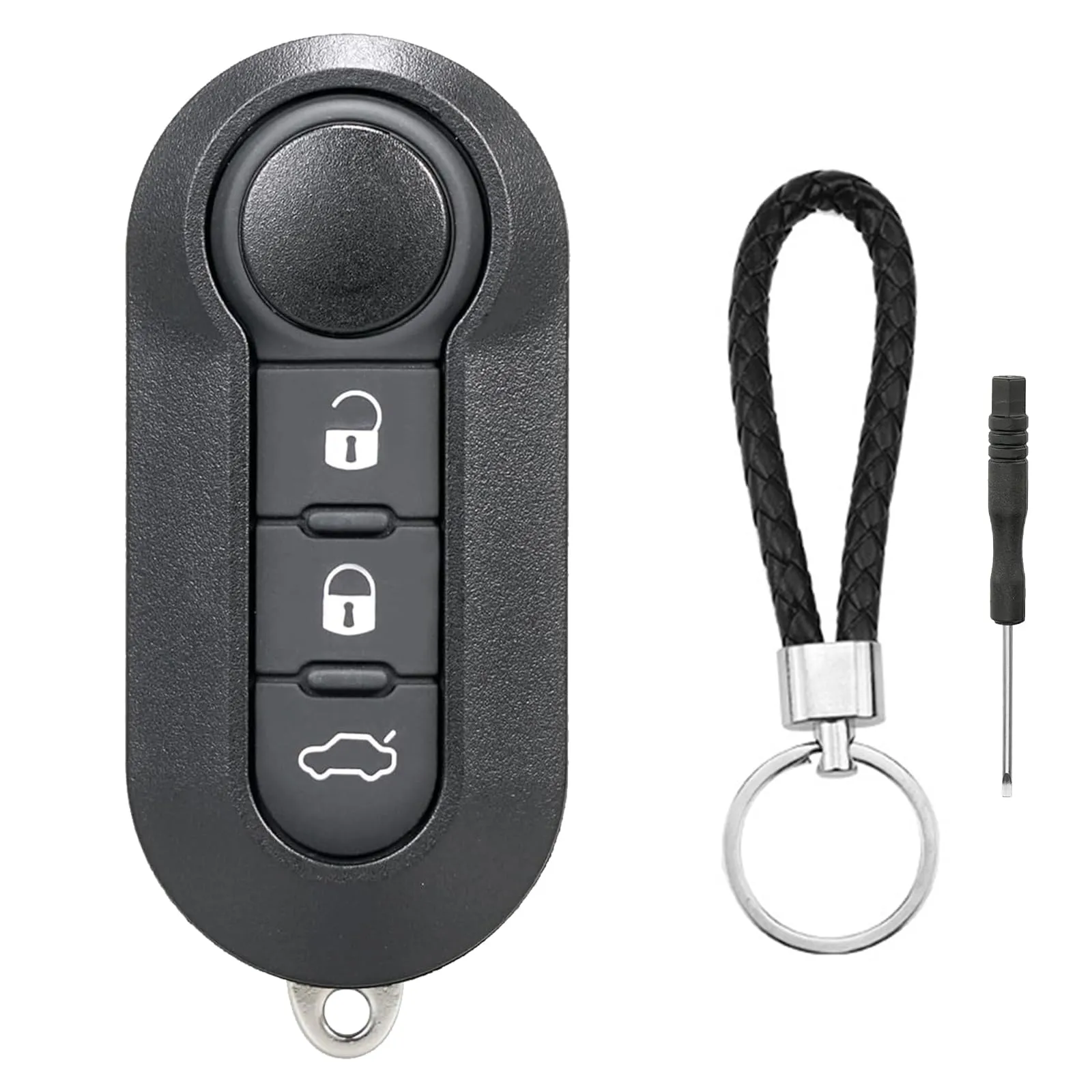 ZIGefofo 3 Tasti Guscio Chiave Auto per Fiat 500L 500 500C Ducato Doblo Panda Punto Evo Lancia Delta Grande Bravo Fiorino Qubo Scudo Stilo Telecomando Custodia Ricambio Chiave Cover con Portachiavi