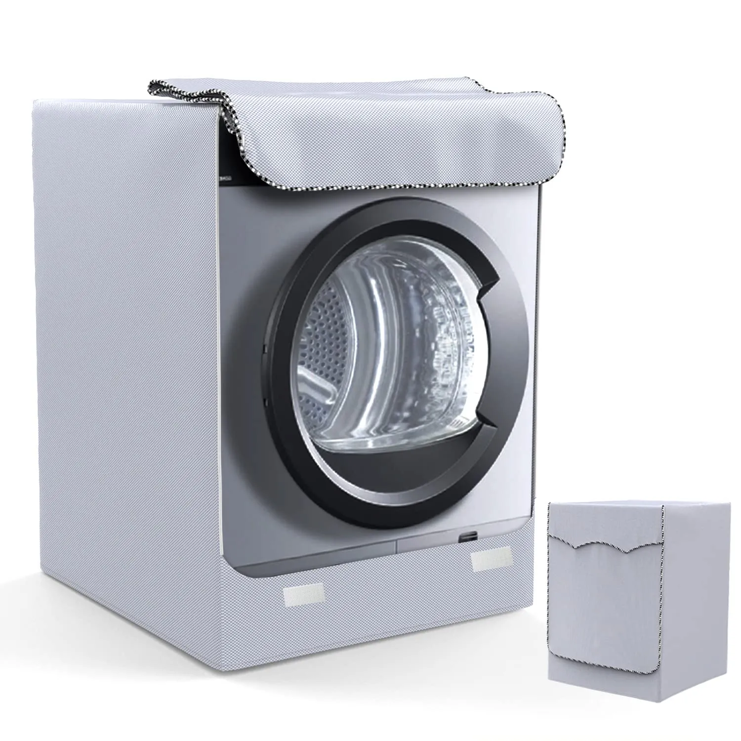 LEESITEC Copertura per Lavatrice da Esterno Impermeabile Copertura per Lavatrice e Asciugatrice,Coprilavatrice Interni Antipolvere e Antimacchia con Aperture Frontali Argento (XL 60×64×85cm)