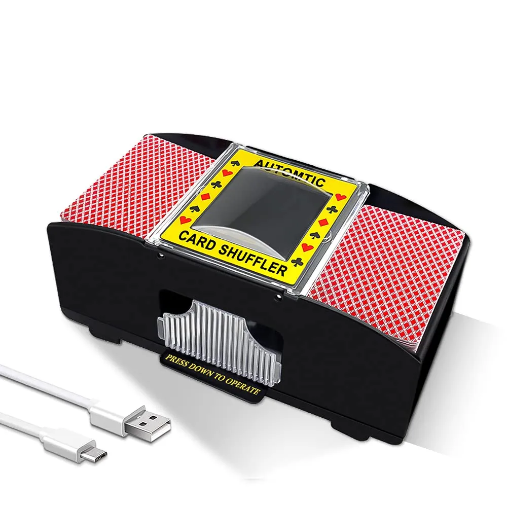 Ni-SHEN Mescolatore Automatico di Carte USB/Batteria Elettrica per Feste Familiari Uno, Poker, Phase 10, Skip-Bo, Blackjack (1-2 Mazzi)