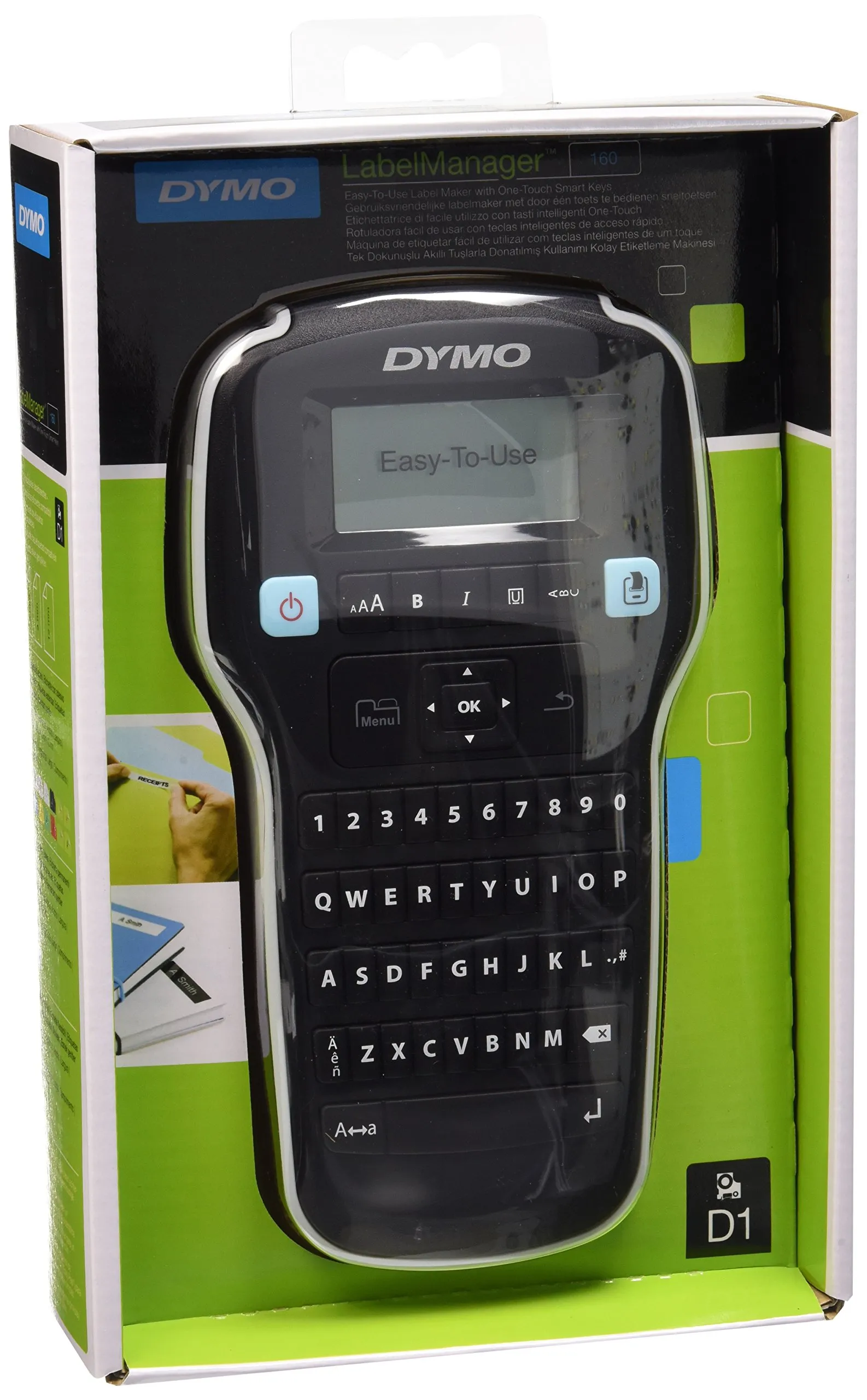 DYMO LabelManager 160 Etichettatrice portatile | Stampante per etichette a trasferimento termico | facile da usare con tastiera stile computer (QWERTY)