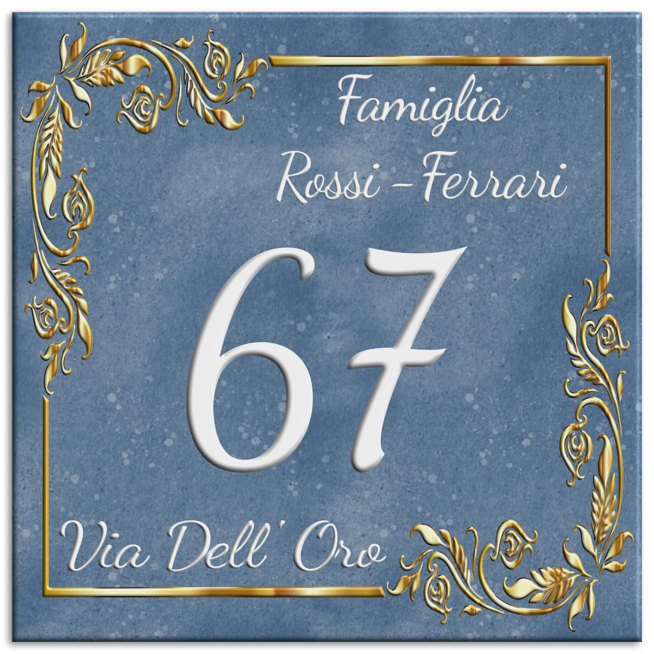 LMK DECO Numero Civico Targa Decorativa PERSONALIZZABILE,Numero Civico su Mattonella in Ceramica 15x15cm, 20x20cm con Indirizzo e Nome Famiglia Personalizzato,Numeri Civici Moderni. (S)