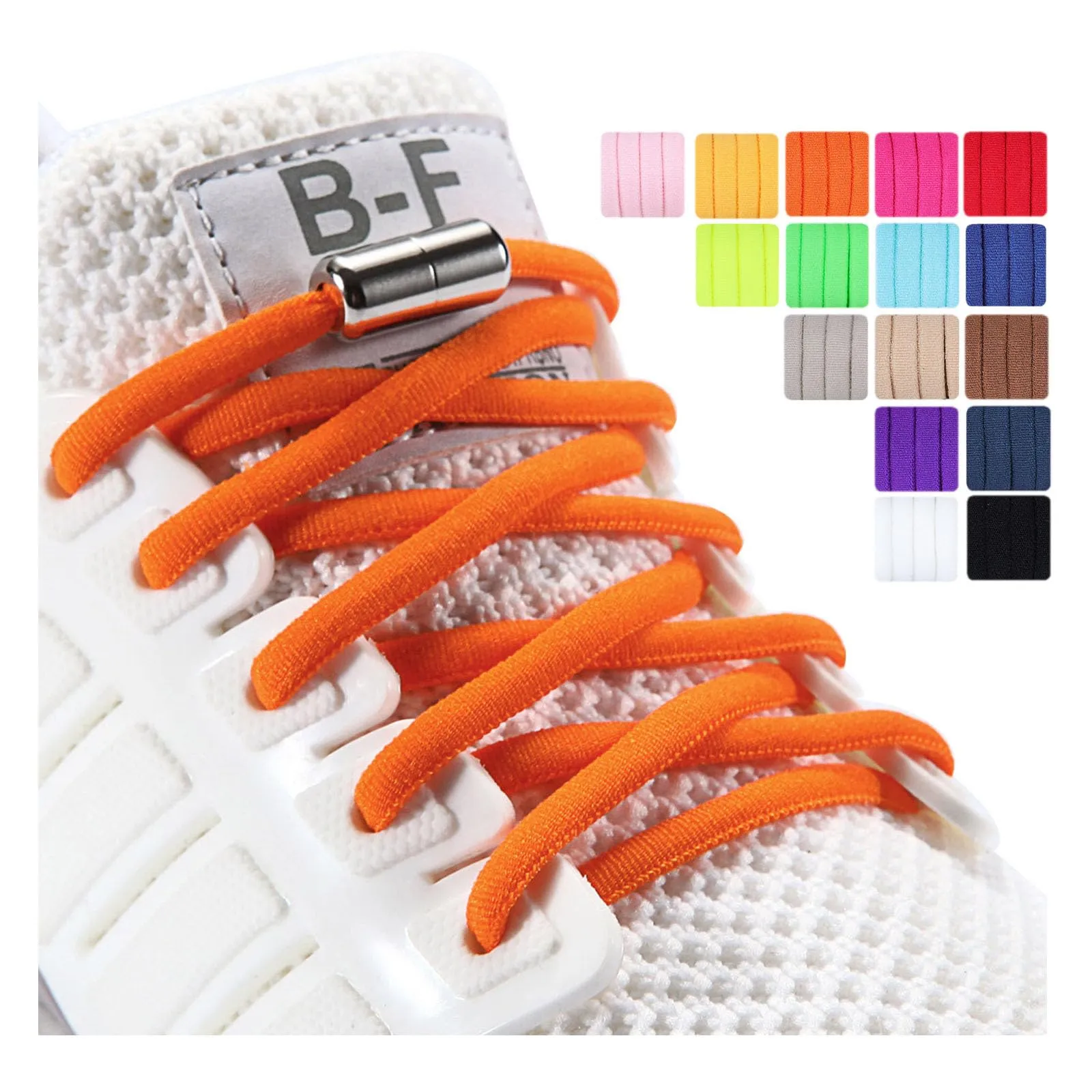 Olukssck 2 Paia Elastici Lacci Delle Scarpe Lacci Senza Nodo in Metallo per Tutti Gli Adulti e i Bambini, No Tie Lacci in Gomma Elastica per Scarpe da Ginnastica,Scarpe da Corsa, Scarpe Casual(105cm)