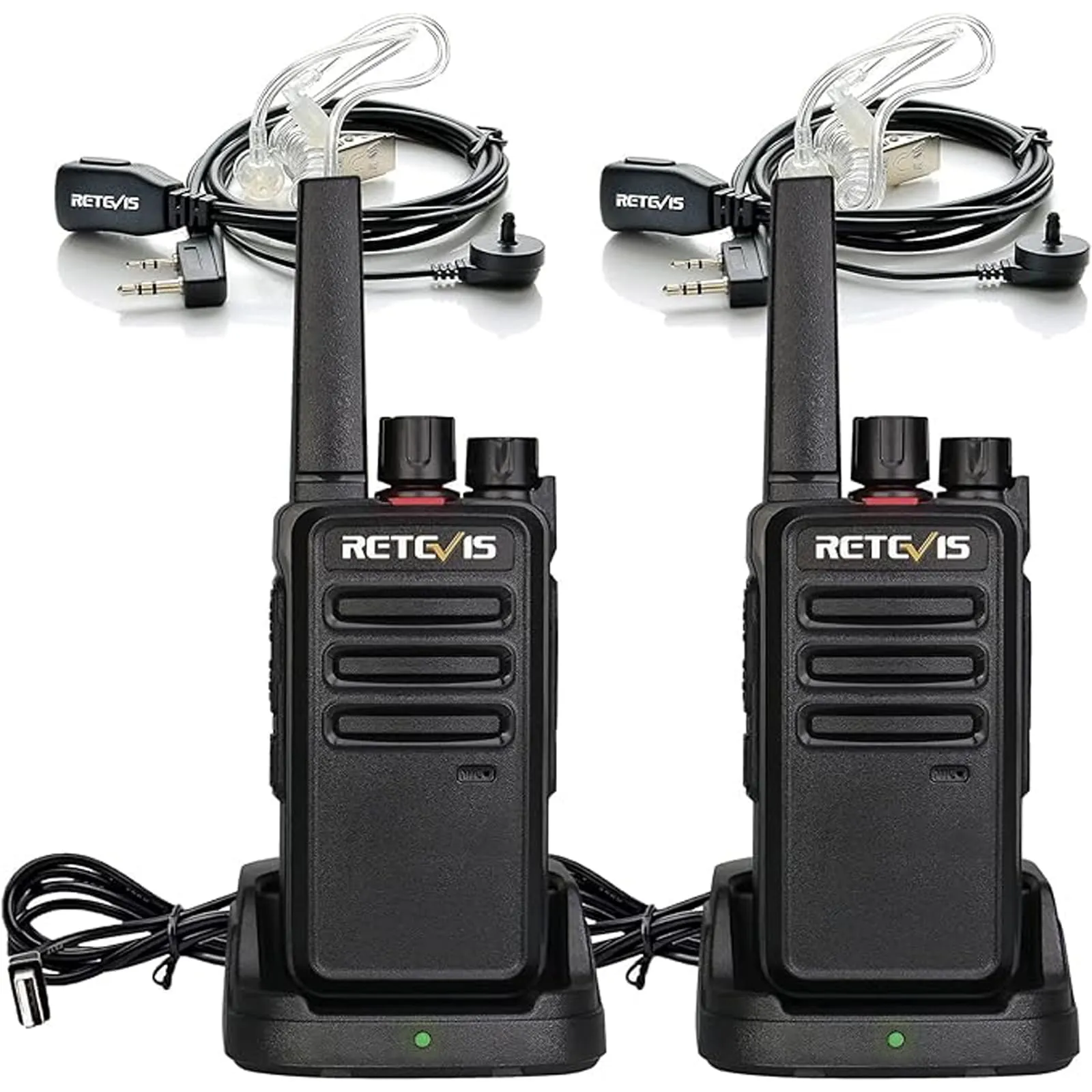 Retevis RT668 Walkie Talkie Professionali, Ricetrasmittenti PMR446, 1200mAh, VOX, Anticaduta, Antipolvere, Walkie-Talkie con Auricolareper per Sport All'aria Aperta,Escursionismo (Nero, 2 Pezzi)