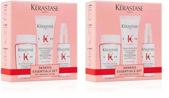 Kérastase, Genesis, Mini Size da Viaggio, Routine Per Capelli Fini e Fragili, Fortifica e Riduce la Caduta, Shampoo + Fondant + Spray Termoprotettivo, Discovery Set, Travel Size, 80ml + 75ml + 45ml