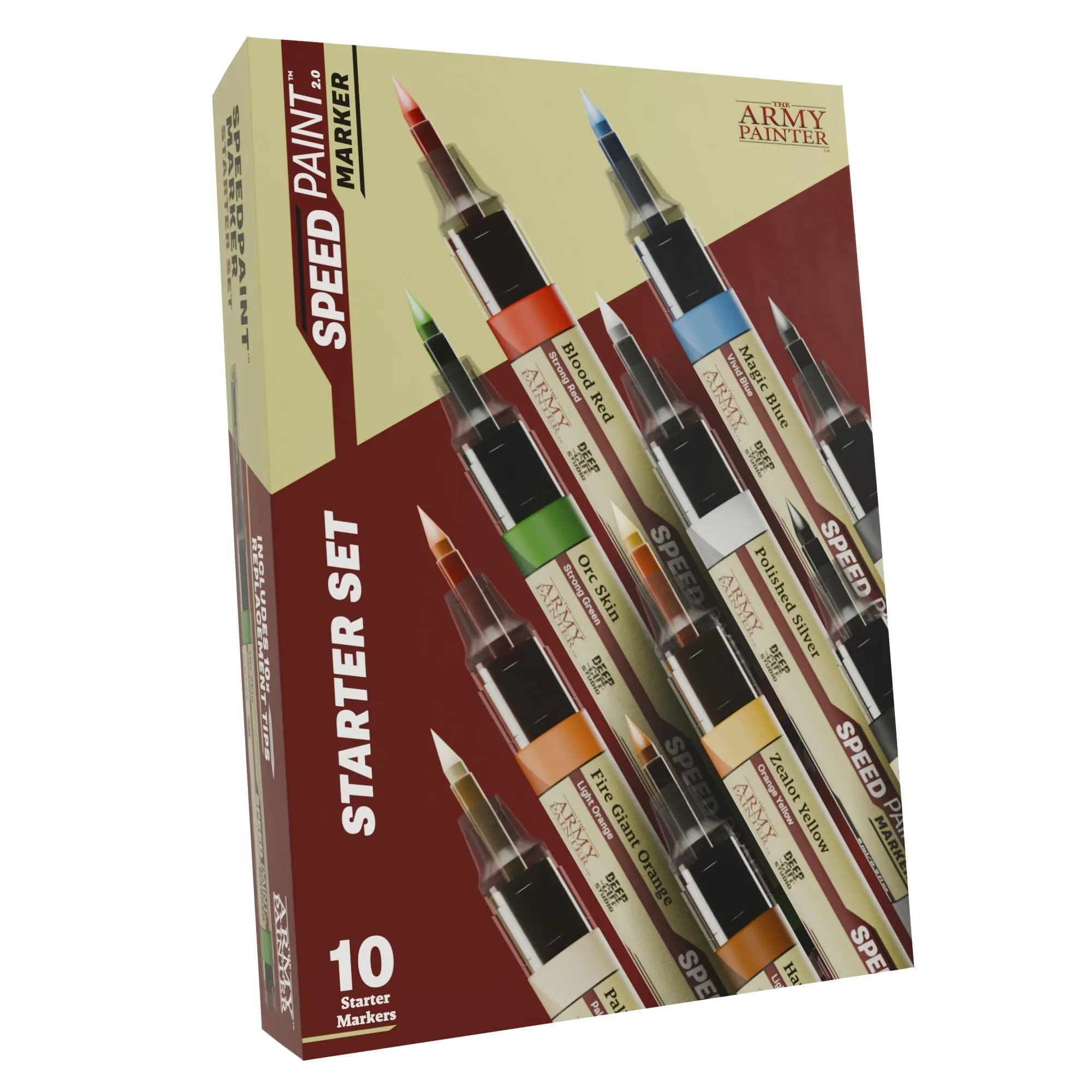 The Army Painter, Speedpaint Marker Starter Set, 10 pennarelli Speedpaint 2.0 da 6 ml, 9 pennarelli Contrast Paint e 1 pennarello acrilico metallico, incl. 10 punte extra per DnD & Warhammer