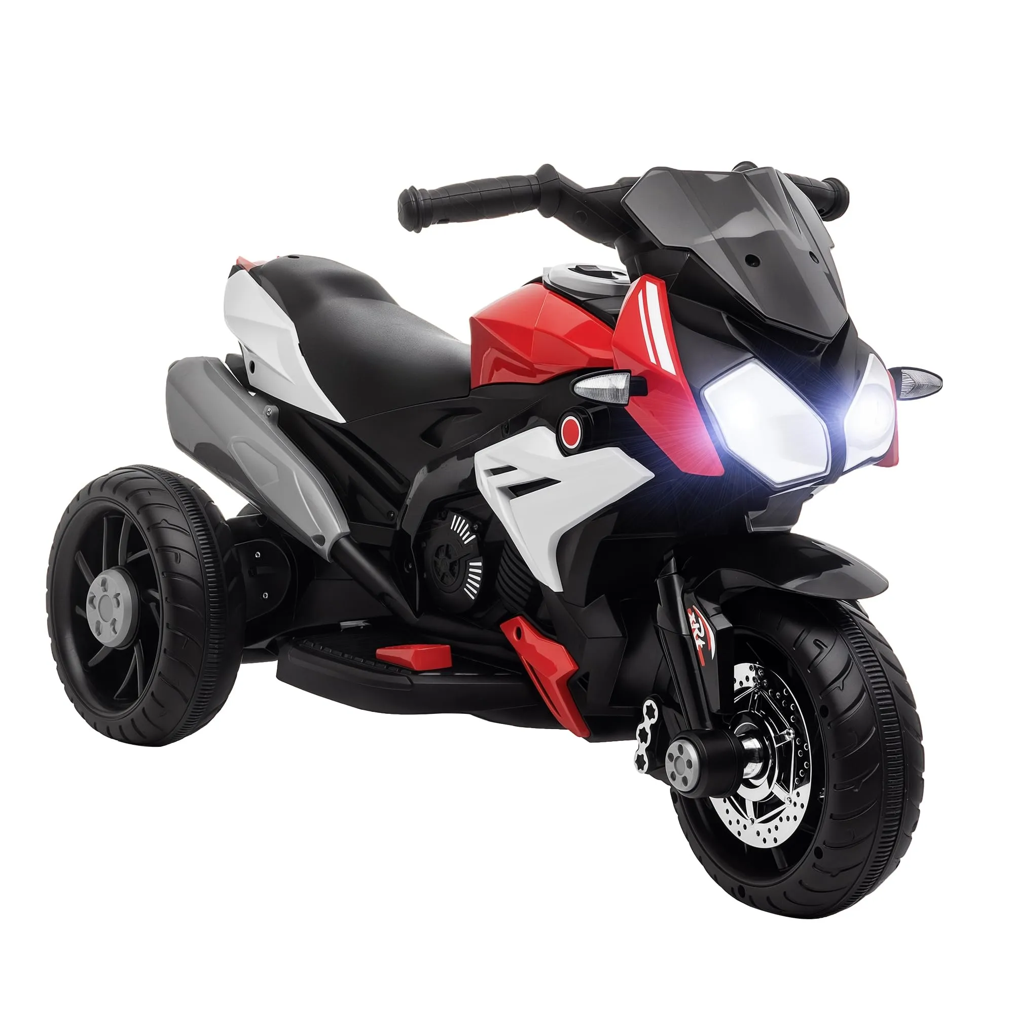 HOMCOM Moto Elettrica per Bambini 3-5 Anni Max. 25kg con Luci, Musica, Batteria 6V e Velocità 3km/h, 86x42x52 cm, Rossa