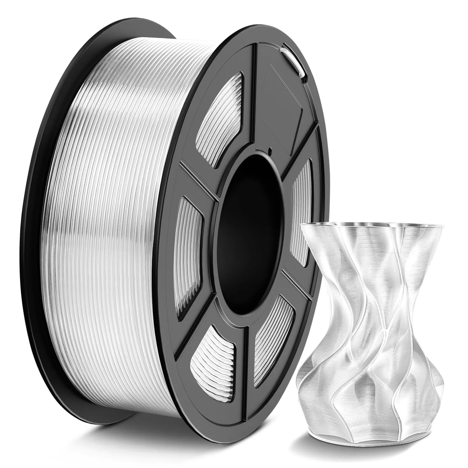 TECBEARS Filamento PETG 1.75mm Trasparente, Filamento per Stampante 3D PETG a Forte Tenacità, Bobina da 1kg, Dimensionale +/- 0,02 mm, Adatto per la Maggior parte delle Stampanti FDM