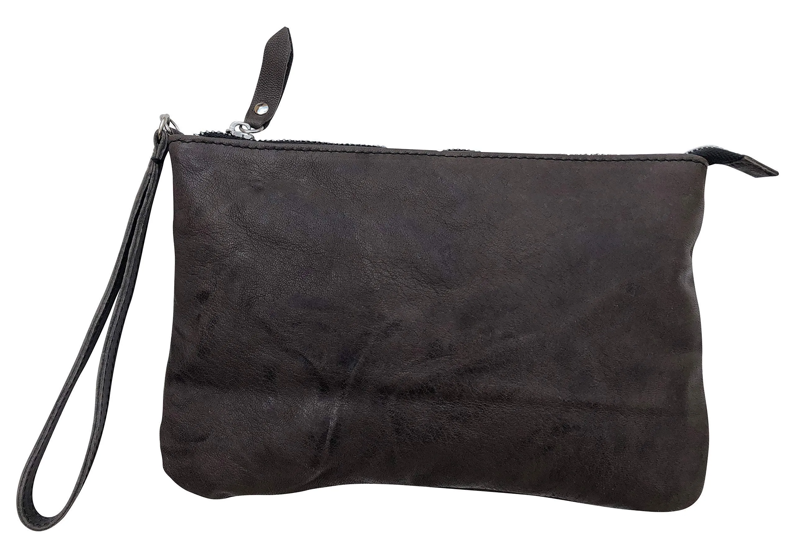 CG - Talento Fiorentino, borsa con manigliotto, borsetta, pochette in vera pelle lavata con effetto stropicciato vintage, fatta a mano a Firenze, Made in Italy