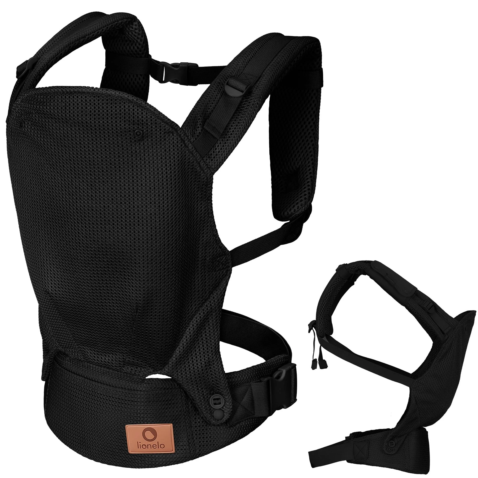 LIONELO Marsupio Ergonomico Neonato Margareet Air da 4 Mesi a 20 kg, 3 Posizioni Materiale Traspirante Cappuccio staccabile Doppia Protezione Marsupio per Bambini