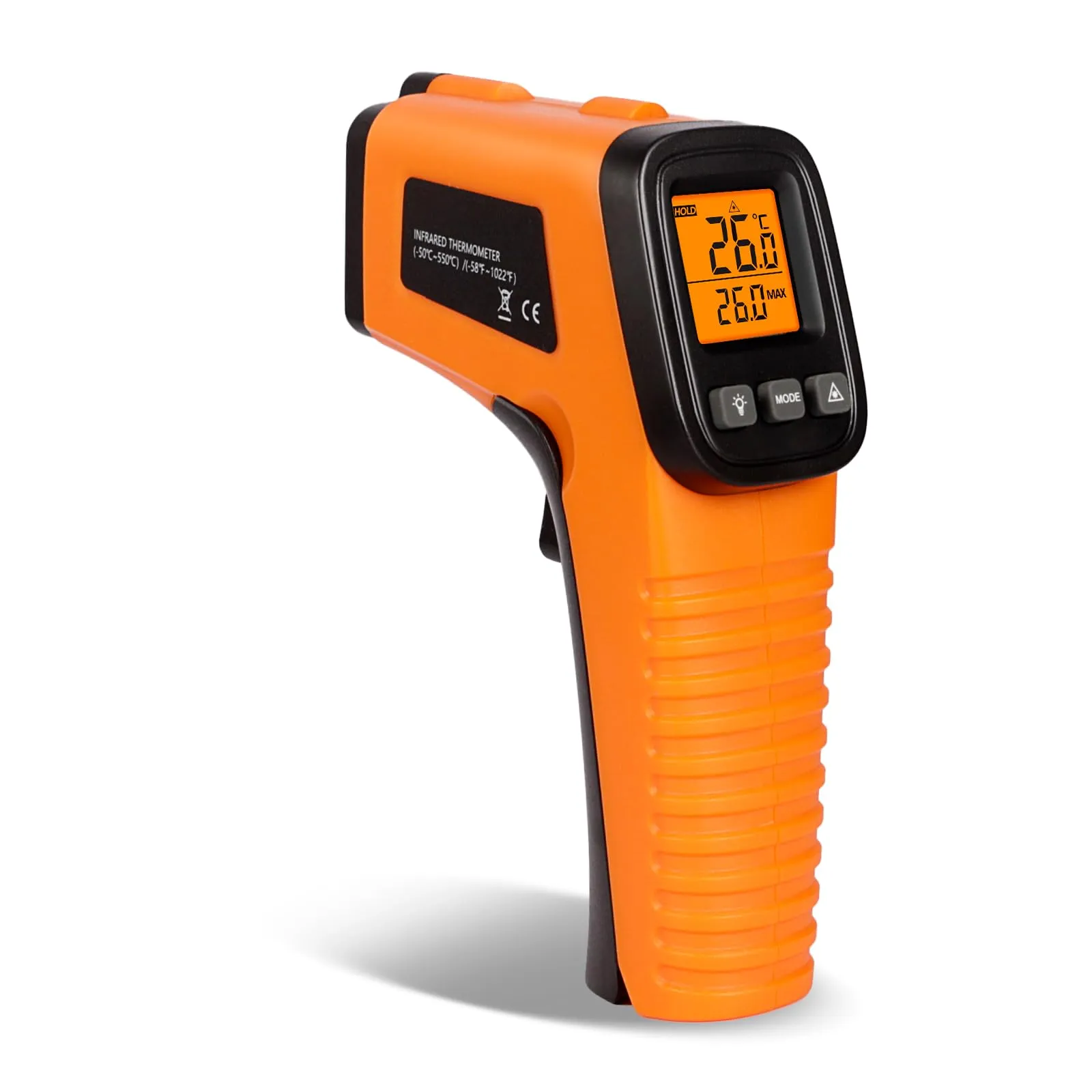 GLOSKIN Termometro Laser, Termometro Infrarossi -50 ° C -550 ° C, Termometro per Parametri Regolabile Del Display LCD (Non Adatto Alle Persone), Termometro Laser Cucina,per Cottura/Forno per Pizza