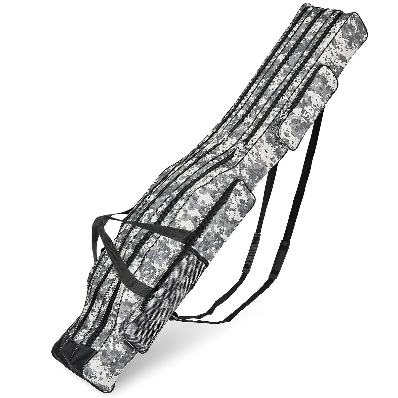 Borsa da Pesca 3 Strati - Sacca Porta Canne 150cm Oxford, Zaino e Fodero per Trasporto Attrezzatura e Accessori, Custodia Portatile per Canna
