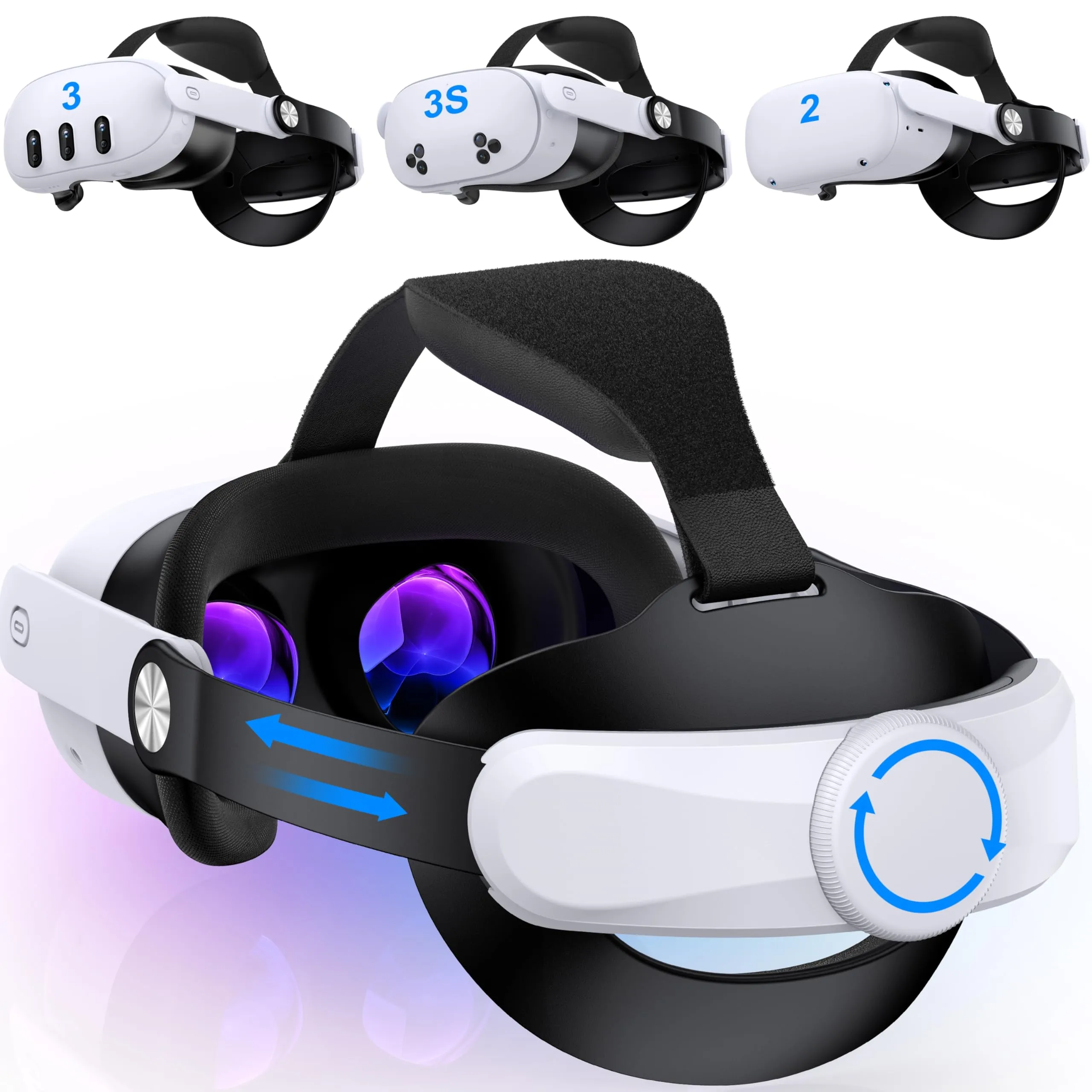 Headstrap leggero compatibile con Quest 3/3S/ Quest 2, comoda fascia magnetica VR per accessori Meta Quest 3/2, set di cinghie regolabili, supporto e comfort migliorati