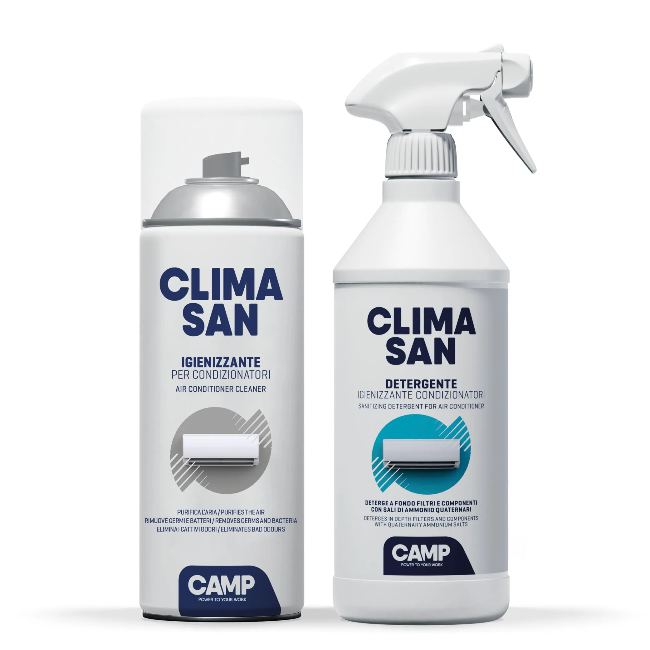 CAMP Climasan igienizzante e detergente, trattamento per gli impianti di climatizzazione di casa e ufficio, purifica e rinfresca l'aria rimuovendo sporco, germi e batteri