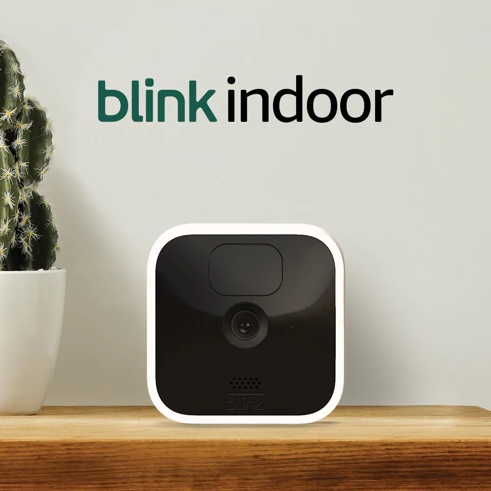 Blink Indoor, Videocamera di sicurezza in HD, senza fili, batteria autonomia 2 anni, rilevazione movimento, comunicazione bidirezionale, compatibile con Alexa | 2 videocamere