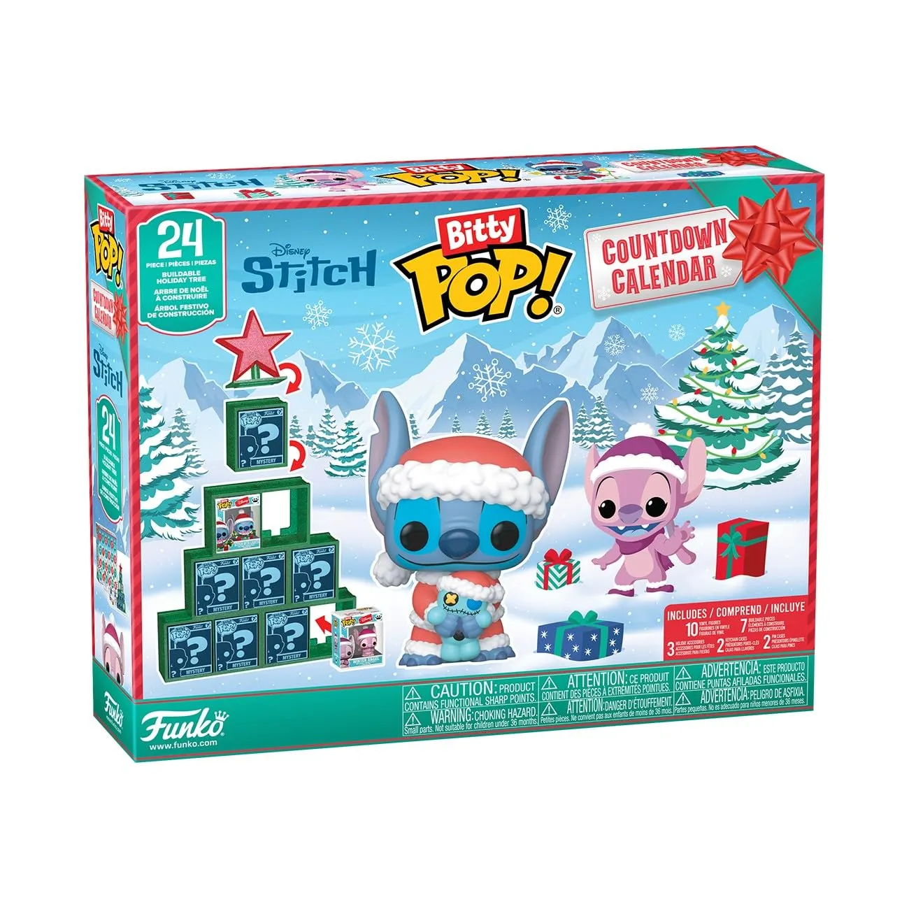 Funko Bitty Pop! Countdown Calendar: Stitch Holiday - Lilo And Stitch- Calendario Dell'avvento - 24 Giorni di Sorprese - Mini Figura in Vinile da Colleziones - Mystery Box - Idea Regalo