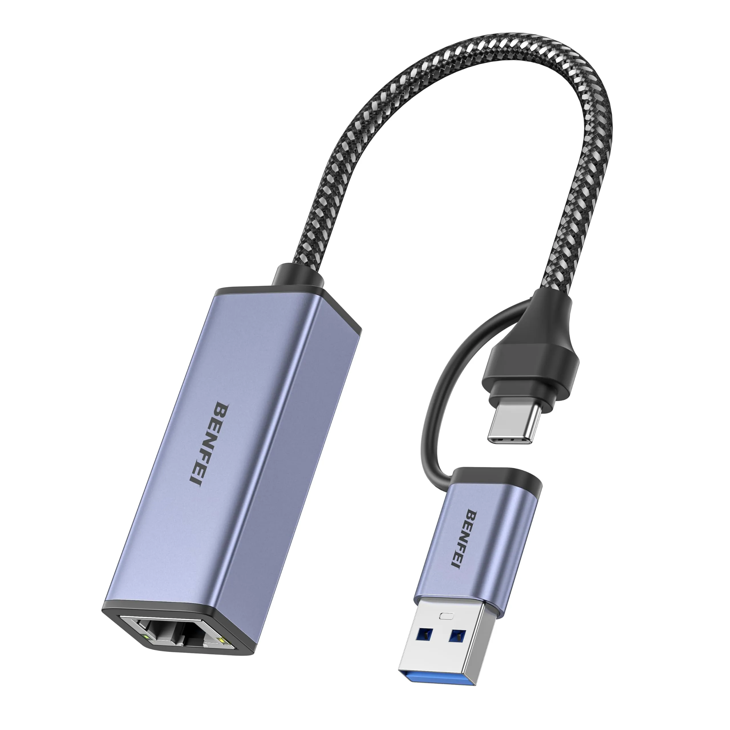 BENFEI Adattatore USB C a Ethernet, Thunderbolt 3 a RJ45 Ethernet LAN adattatore compatibile per MacBook Pro 2019/2018/2017, MacBook Air e altro[Guscio in alluminio e cavo in nylon]…