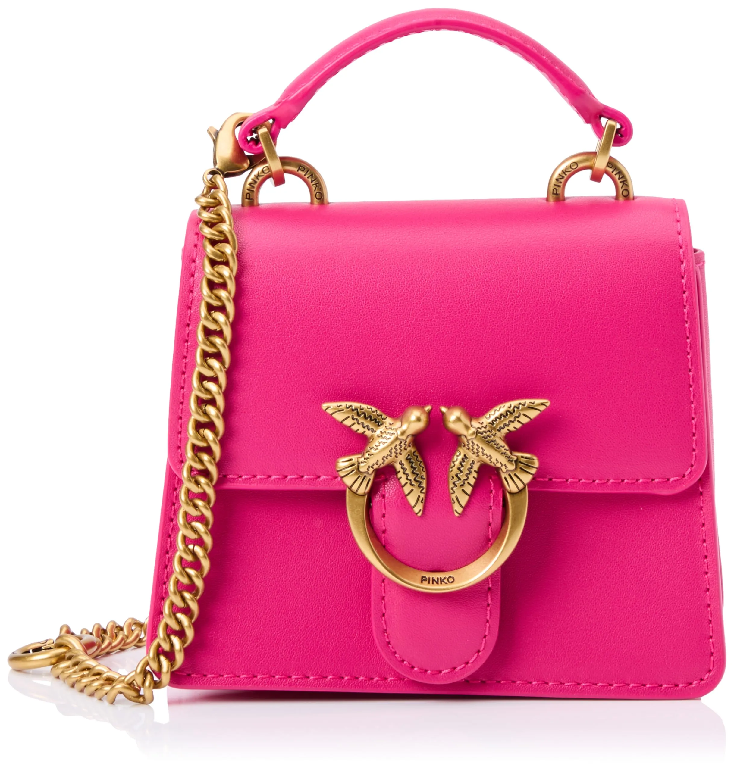 Pinko Love One Top Handle Micro Light Vitello Seta, Borsa Donna, N17Q_Pink Antique Gold, Taglia Unica