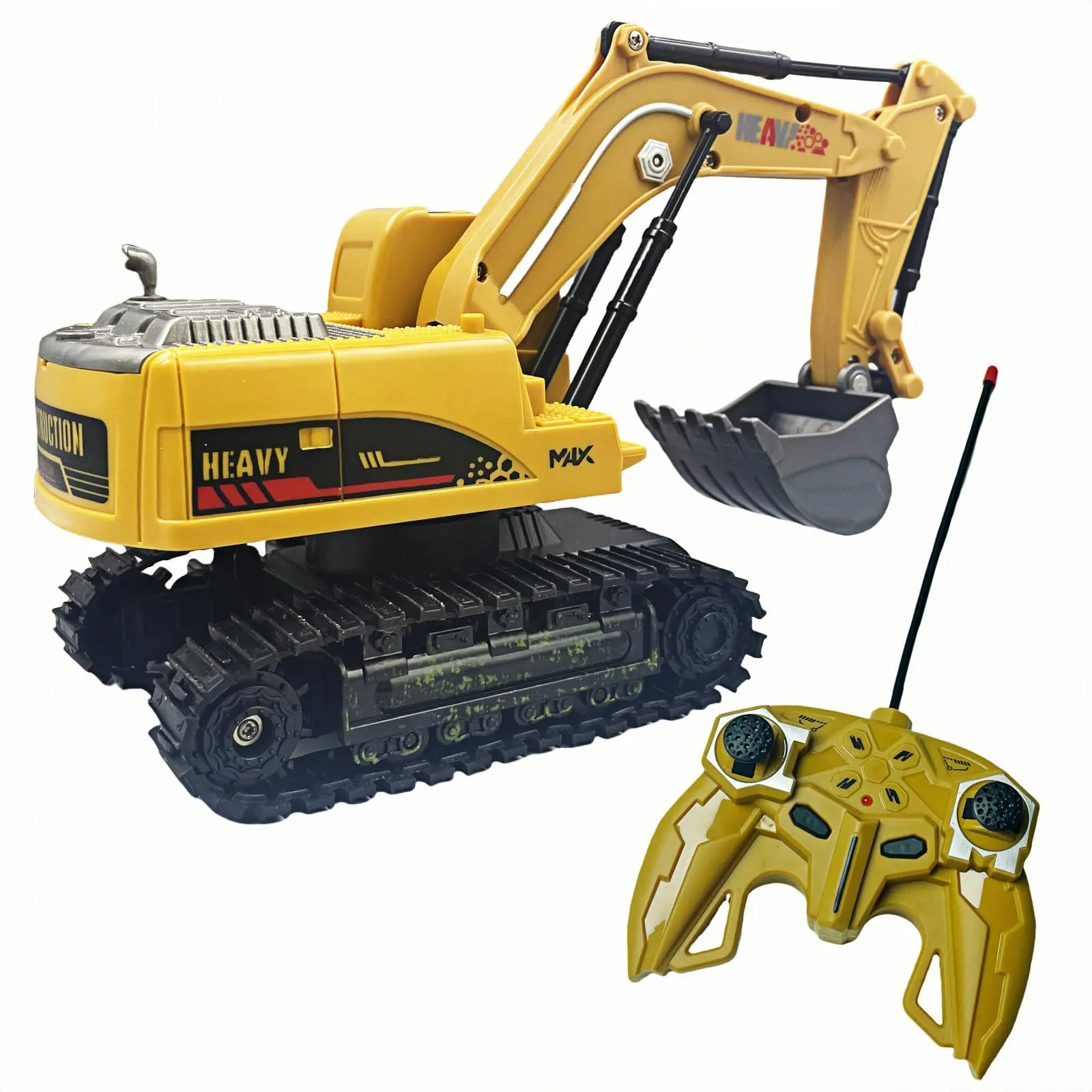 LioMaxi 1:24 Scala 6 Canali Escavatore Telecomandato per Bambini, Escavatori Radiocomandato,Escavatore Idraulico per Ragazzi con luci,demo a un tocco, Sand Digger Regali per Bambini dai 4-7 Anni.