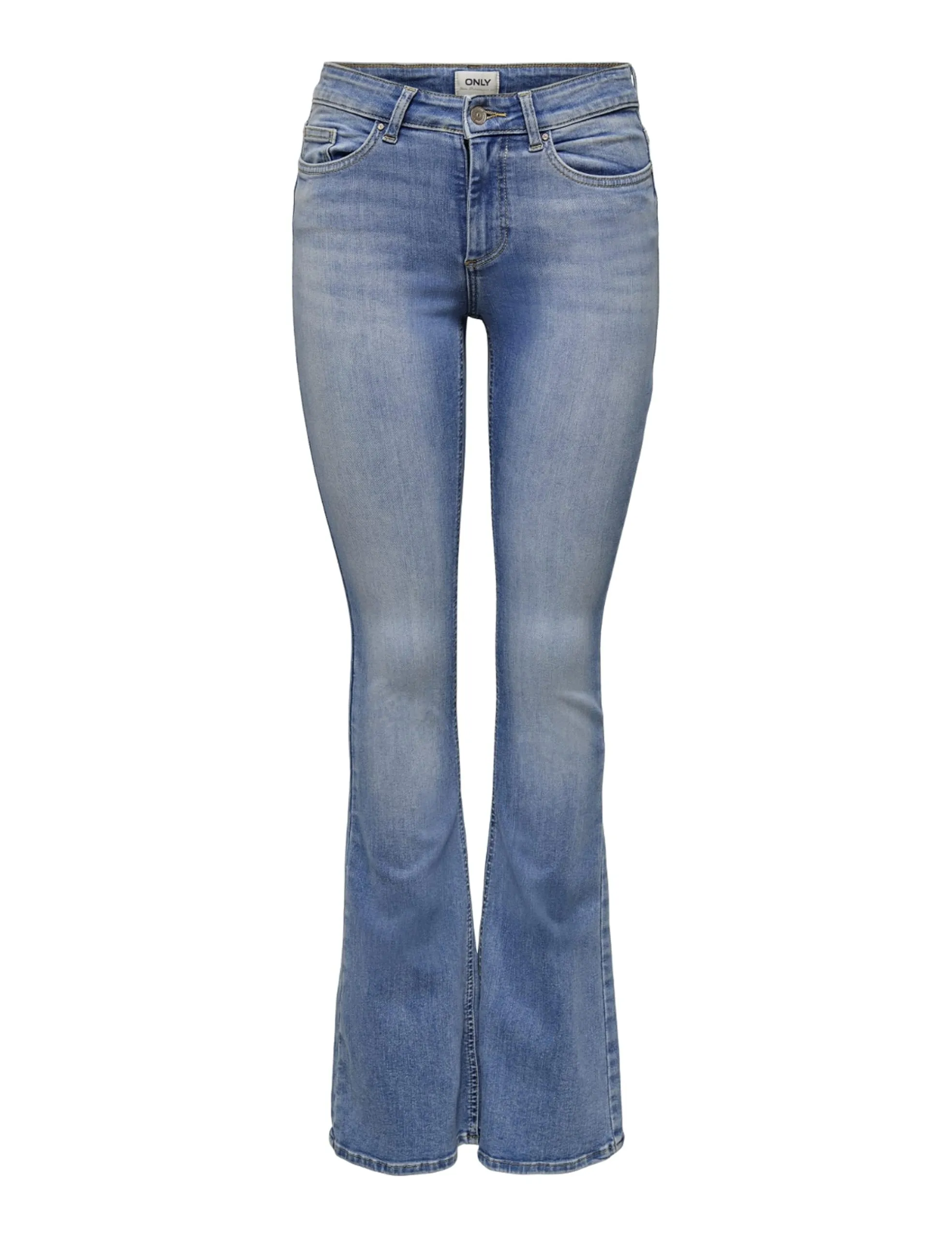 ONLY ONLBLUSH Life Mid Flared DNM TAI467 Noos Jeans, Light Blue Denim, M/32 da Donna