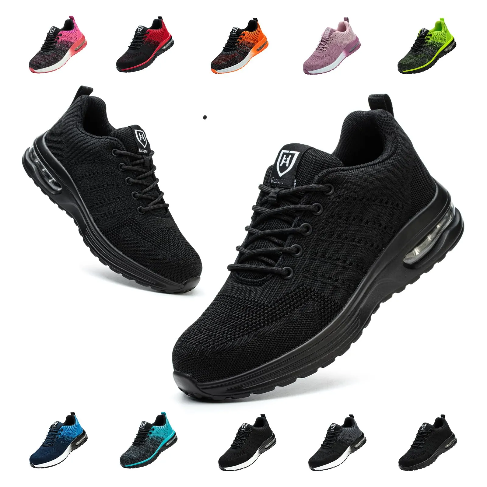 Scarpe Antinfortunistiche Uomo Donna Leggere e Comode Scarpe da Lavoro con Punta in Acciaio Sportive Scarpe da Cantiere Antiscivolo Traspiranti 01 Nero Assoluto EU 43