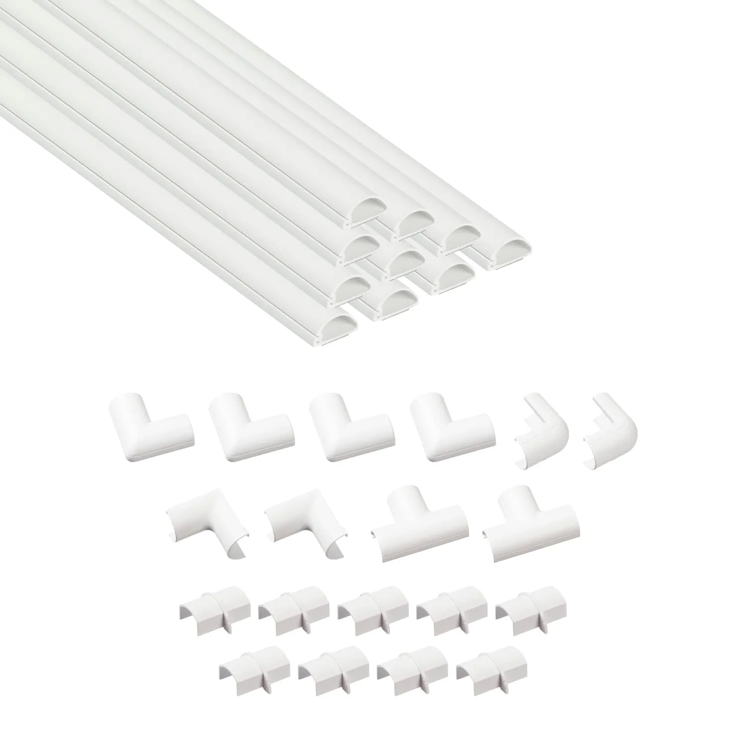 D-Line Nascondi Cavi, Canaline Elettrich, Canaline Per Impianti Elettrici, Canalina Passacavi TV, Canalina Coprifili - 10 x 40cm Lunghezza Per Pacco - 20x10mm - Bianco