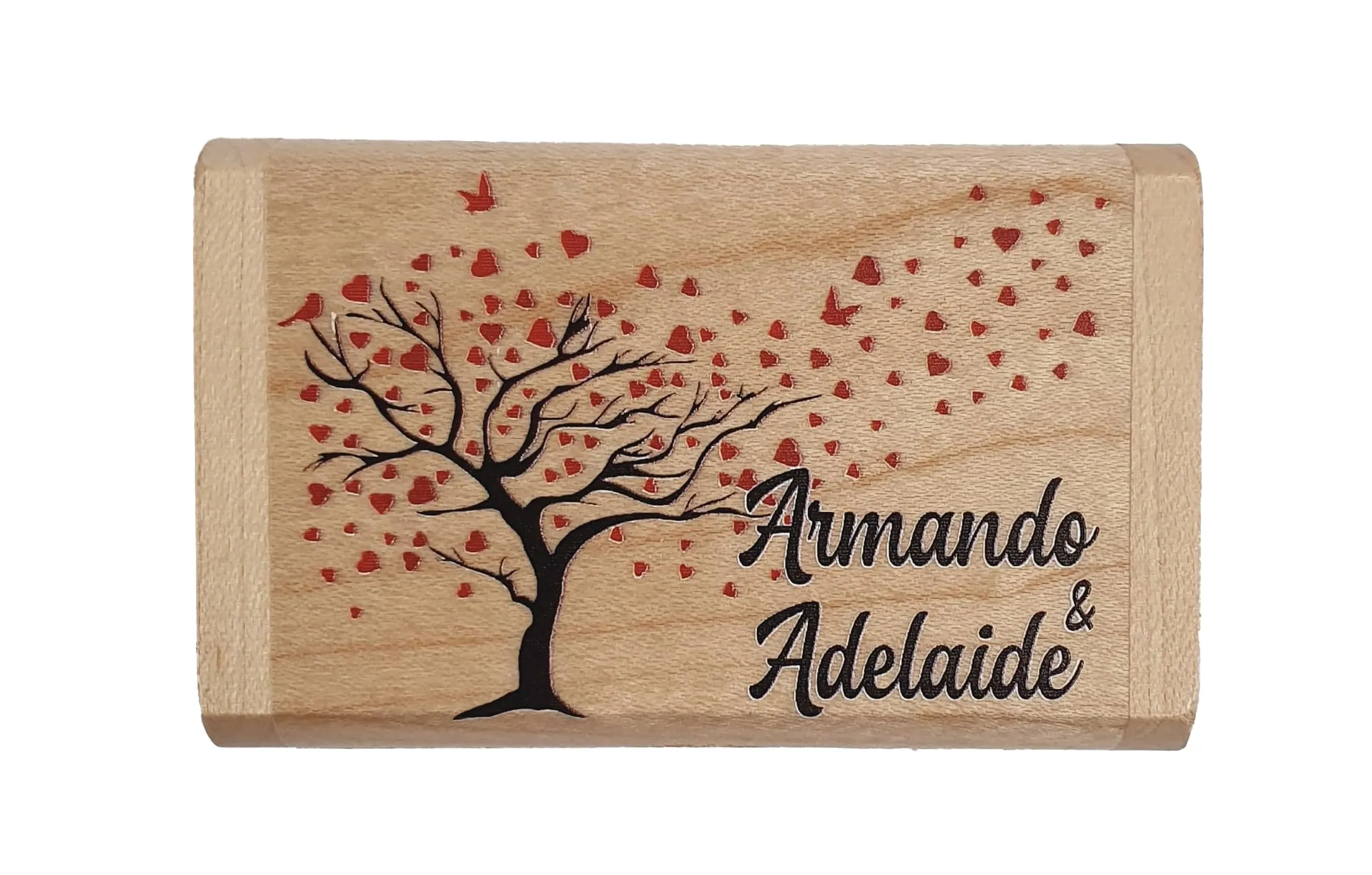 Chiavetta usb - pennetta - pendrive - in legno con custodia personalizzata con grafiche a colori - personalizzala - idea regalo san valentino - marito moglie - matrimonio