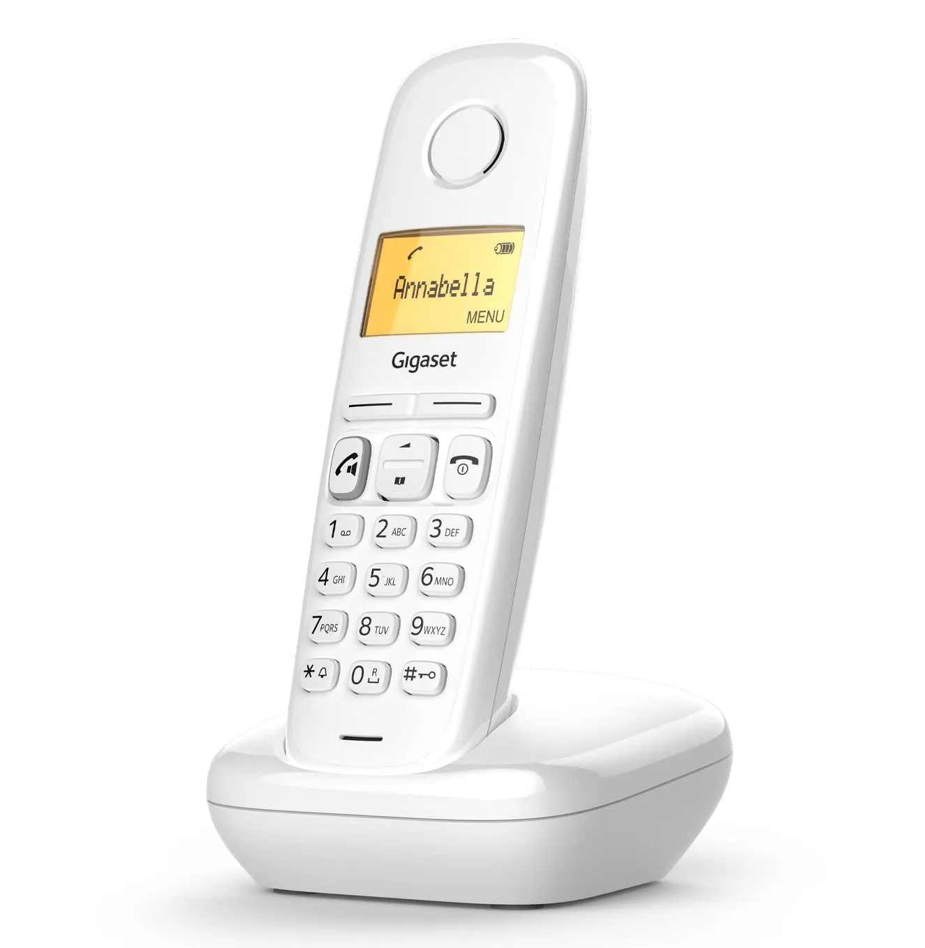 Gigaset A270 Telefono Portatile con Vivavoce, Ampio Display da 1.5 Pollici (34 x 22 mm) con Indicazione Data, Ora e Durata Chiamate, Bianco [ITALIA]