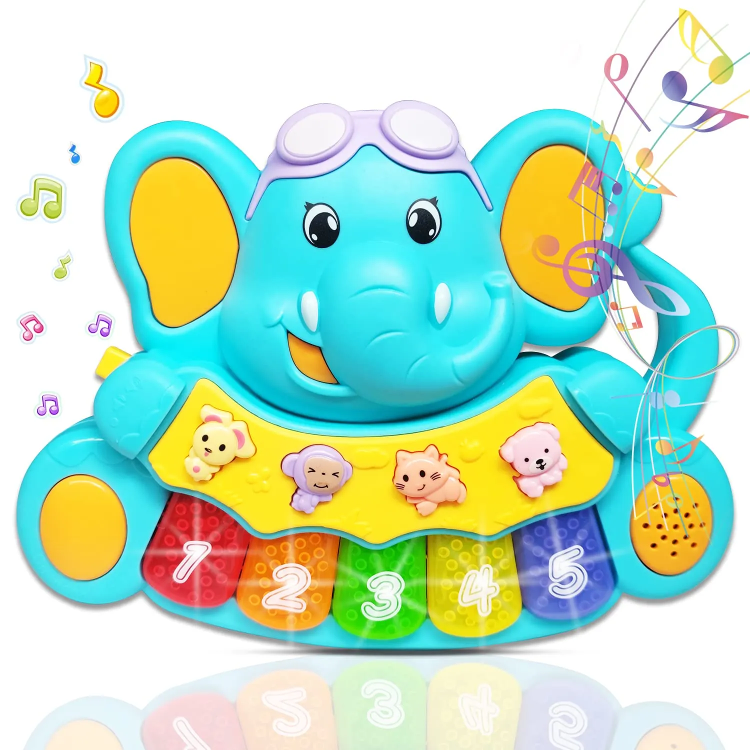 AMLGBTOP Giochi Musicali Bambini 6 Mesi Elefante Pianoforte Giochi Bambini 1 Anno Musica e Luci Giochi 6 9 12 18 Mesi Compleanno Regali per 6 Mesi 6-12 Mesi 12-18 Mesi 1 2 Anni Ragazzi Ragazze