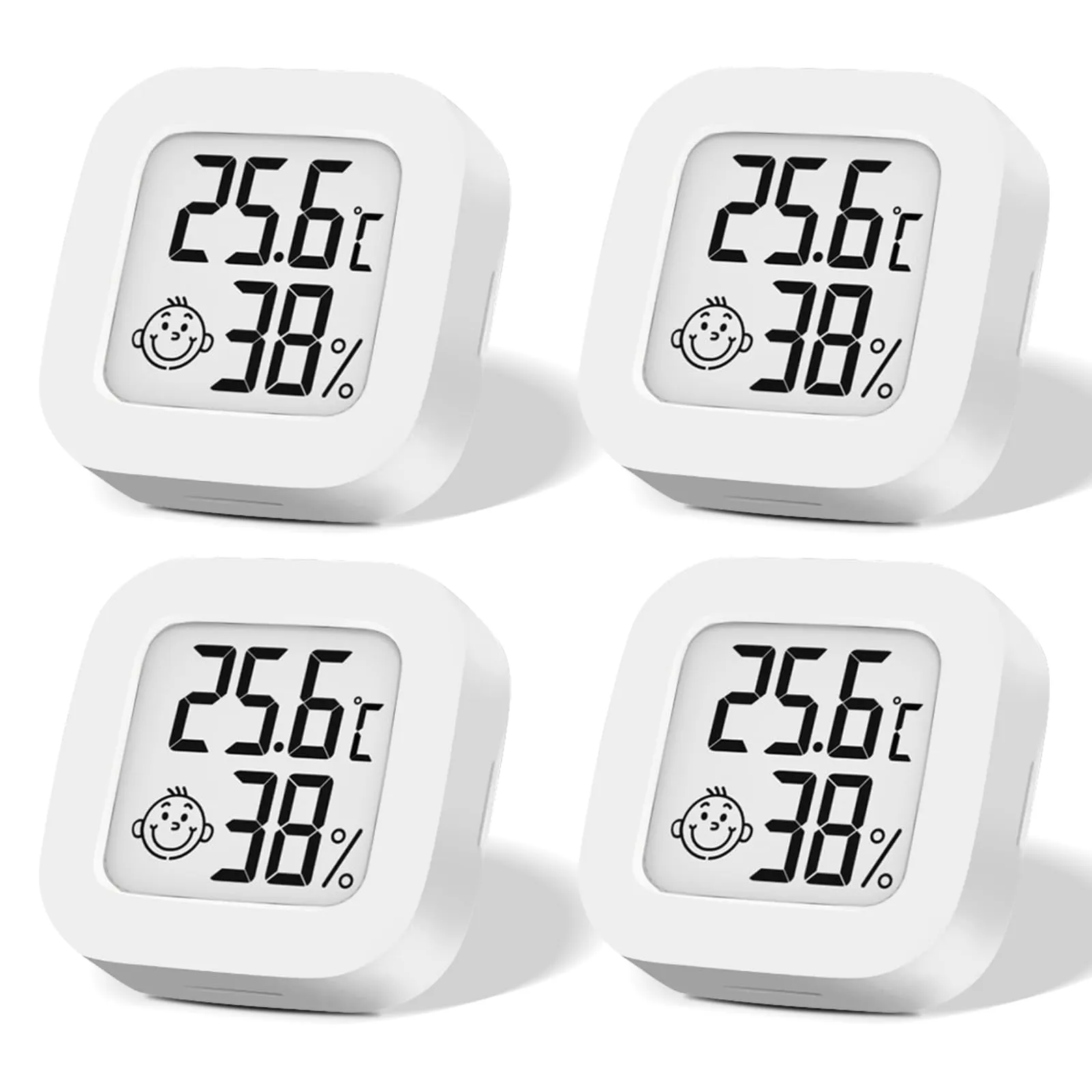 4 mini termometri digitali, LCD igrometro temperatura interna senza fili, umidità metro, sensore di temperatura ad alta precisione in ℉/℃, per camera dei bambini, interni, ufficio, soggiorno