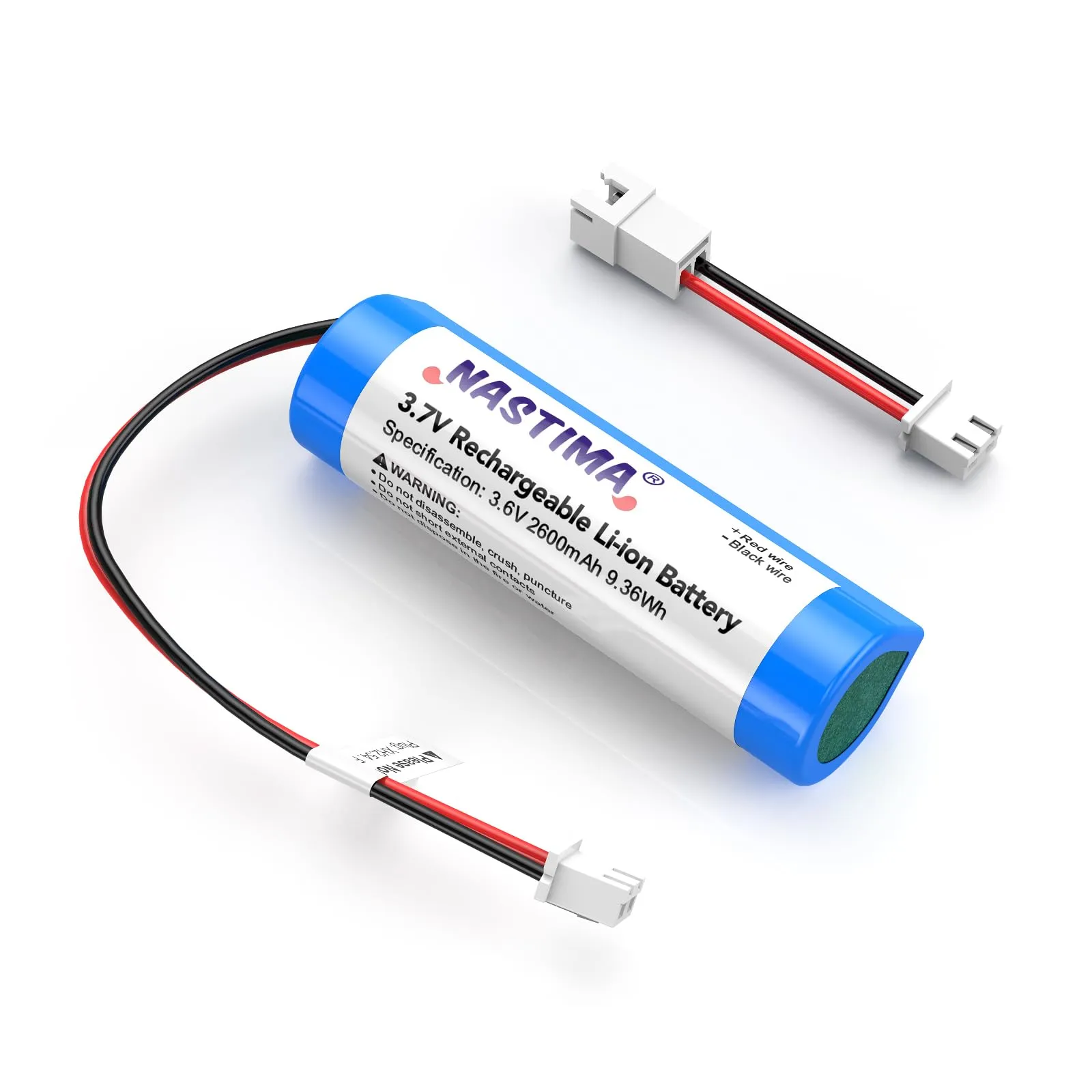 NASTIMA XH2.54/2P Plug 3,7V 2600mAh 9,36Wh Batteria Ricaricabile Agli Ioni di Litio per Elettronica fai da te, Amplificatori Vocali, Giocattoli RC, Illuminazione, con cavo di Conversione di Polarità