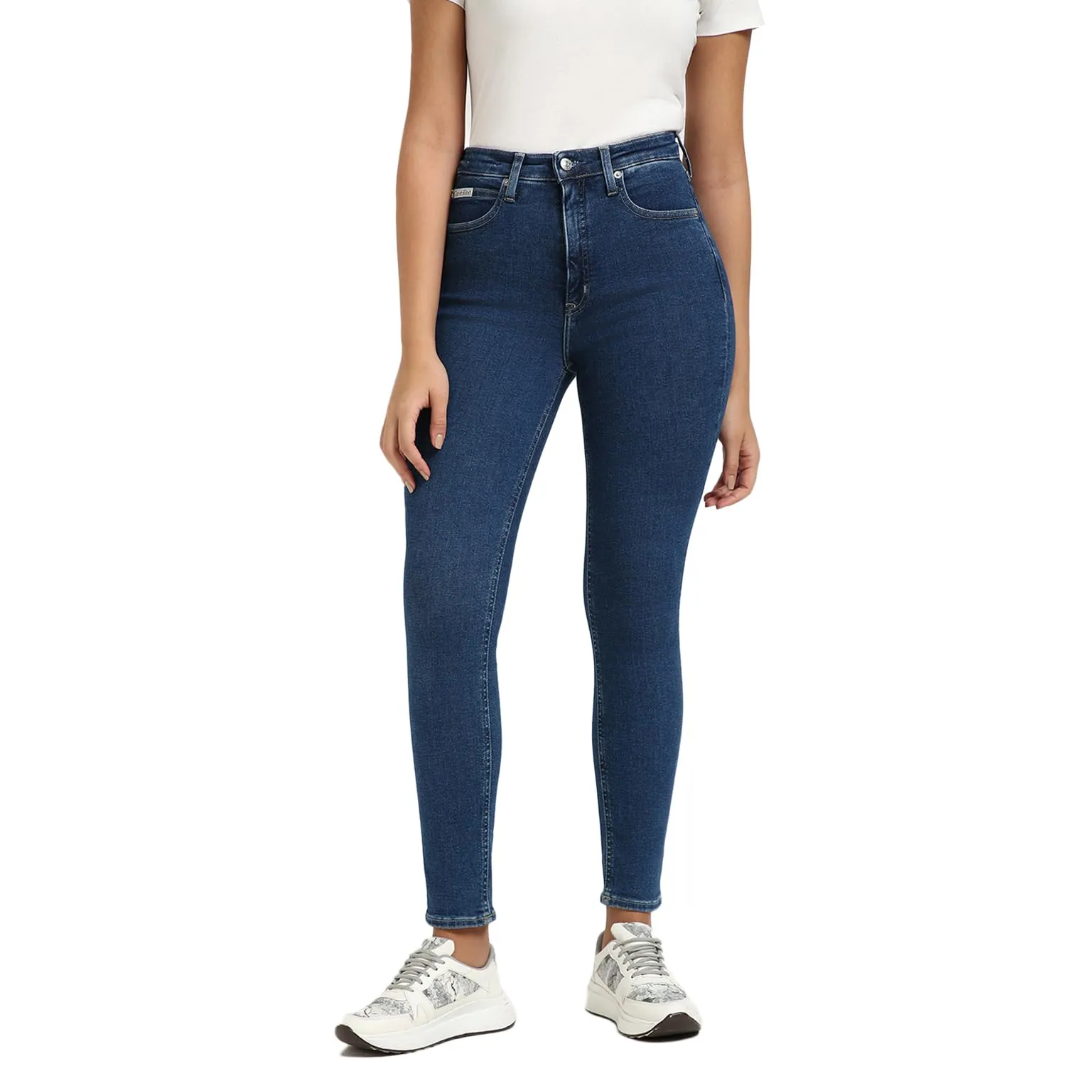Calvin Klein Donna Jeans High Rise Skinny Fit, Blu (Denim Medium), 28W/34L