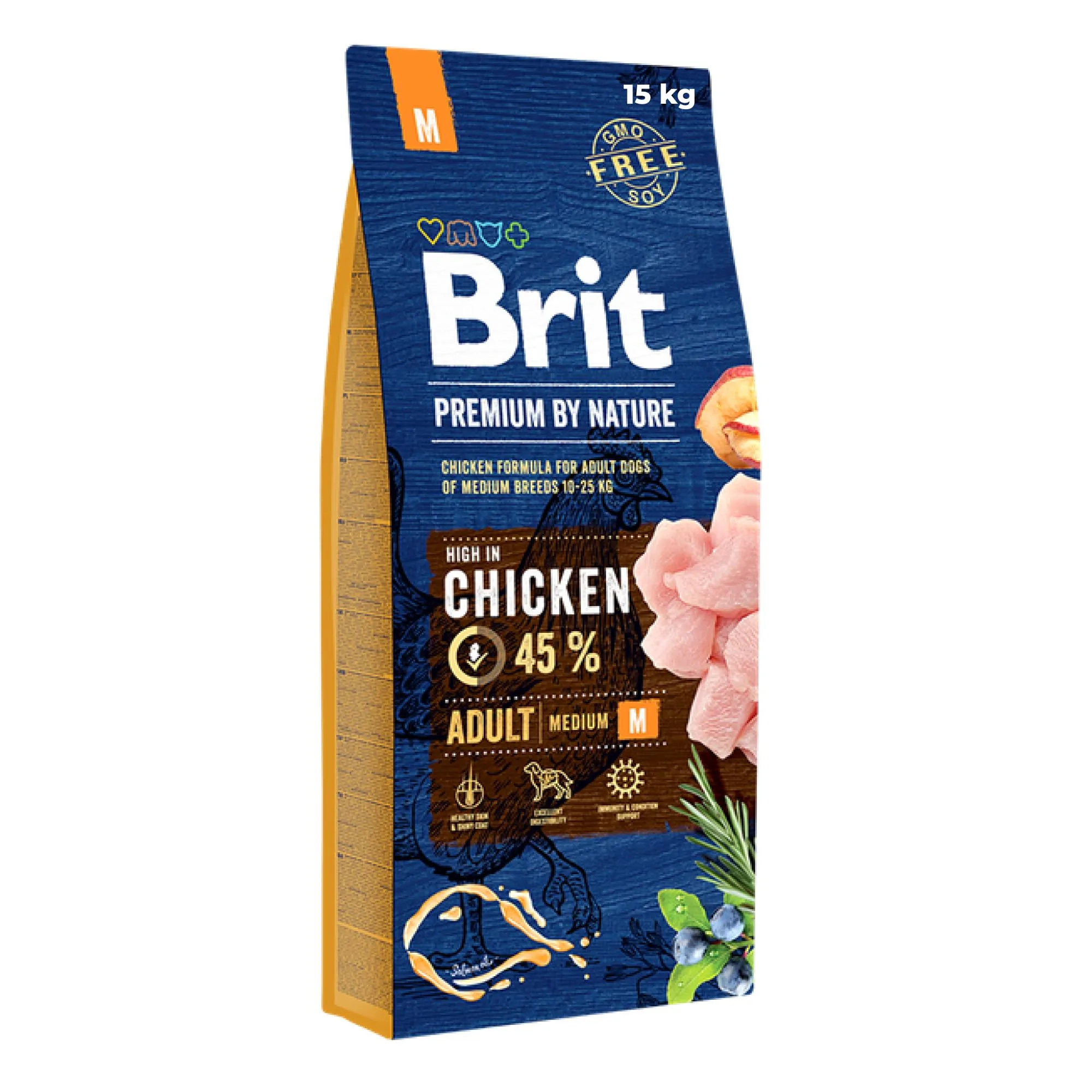 Brit Premium by Nature Adult M - dry dog food - Apple Chicken Corn 15 kg