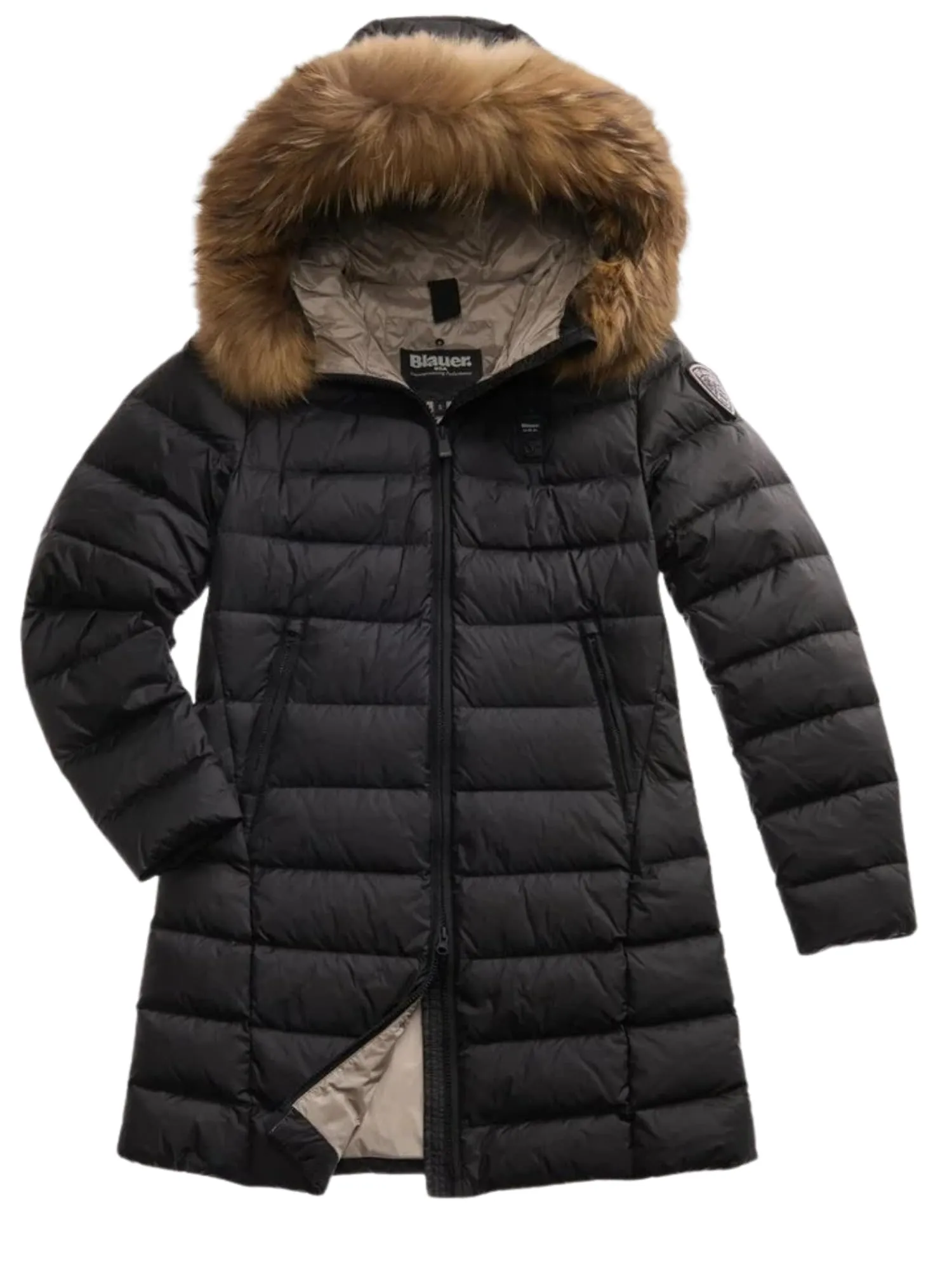 Blauer Giubbotto Kristin Piumino Lungo Donna Nylon Nero S