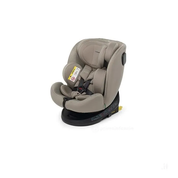 Foppapedretti Seggiolino Auto Circle I-Size, Seduta Girevole a 360°, per bambini da 40 a 150 cm di altezza, 0-12 anni, conforme ECE R129, Fissaggio Isofix e TopTether, Safe Body Protection, Sand