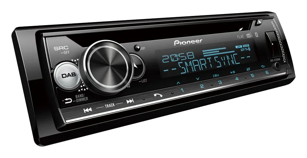 Pioneer DEH-S720DAB-AN con antenna DAB, autoradio 1DIN, sintonizzatore CD con FM e DAB+, Bluetooth, MP3, ingresso USB e AUX, illuminazione RGB, sistema vivavoce, app Smart Sync