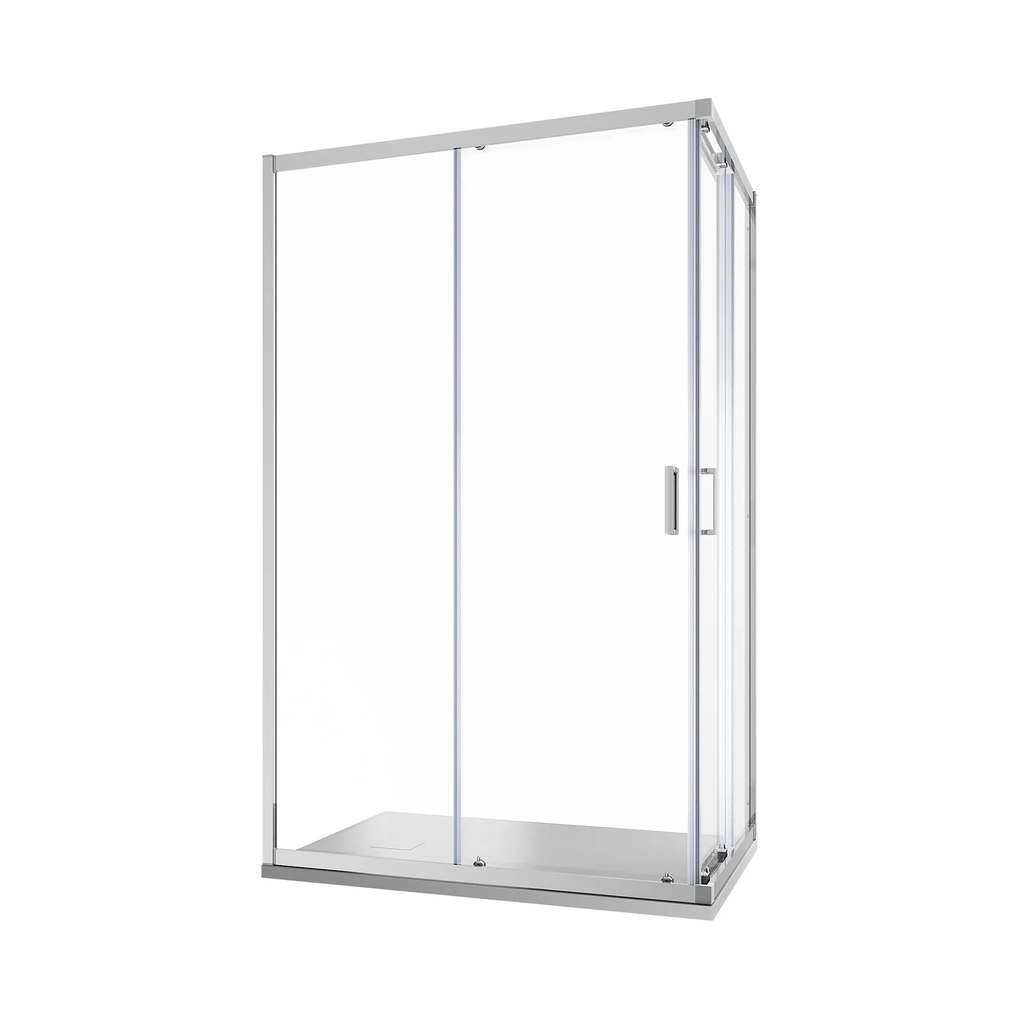 Box Doccia Angolare 70x90 cm Due Ante Scorrevoli Cristallo Temperato Opaco 6mm Profili Squadrati Cromati Altezza 185 cm - Tonga
