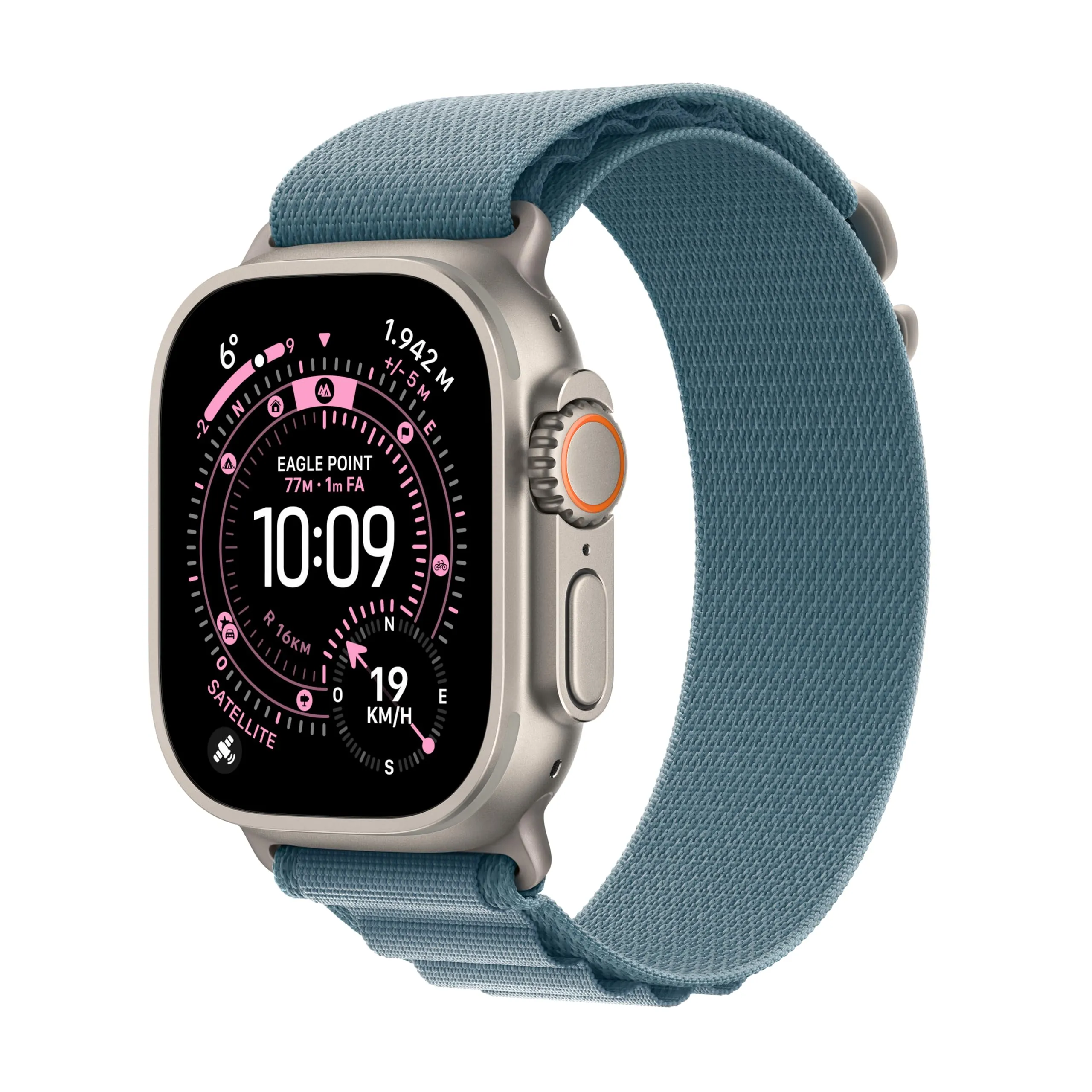 Apple Watch Ultra 3 GPS + Cellular, Cassa 49 mm in titanio naturale con Alpine Loop blu chiaro - Medium