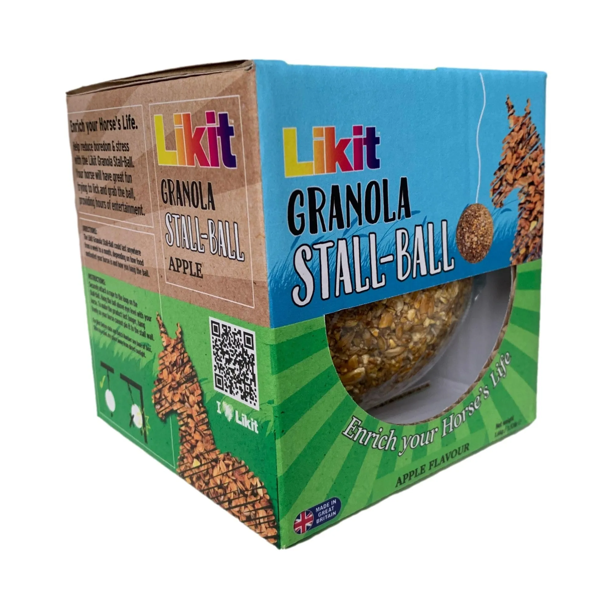 Likit Granola Stall-Ball Horse Treat 1,6 kg | Sapori di mela, bacca mista, menta piperita, melassa | lunga durata, noia e antistress | 1,6 kg