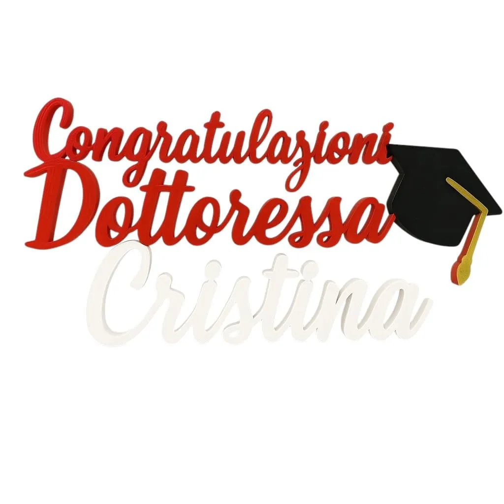 Scritta Personalizzata Laurea – “Congratulazioni Dottoressa/Dottore + Nome” – Decorazione Laurea Personalizzabile con Cappello e Colori – Regalo Laurea Originale