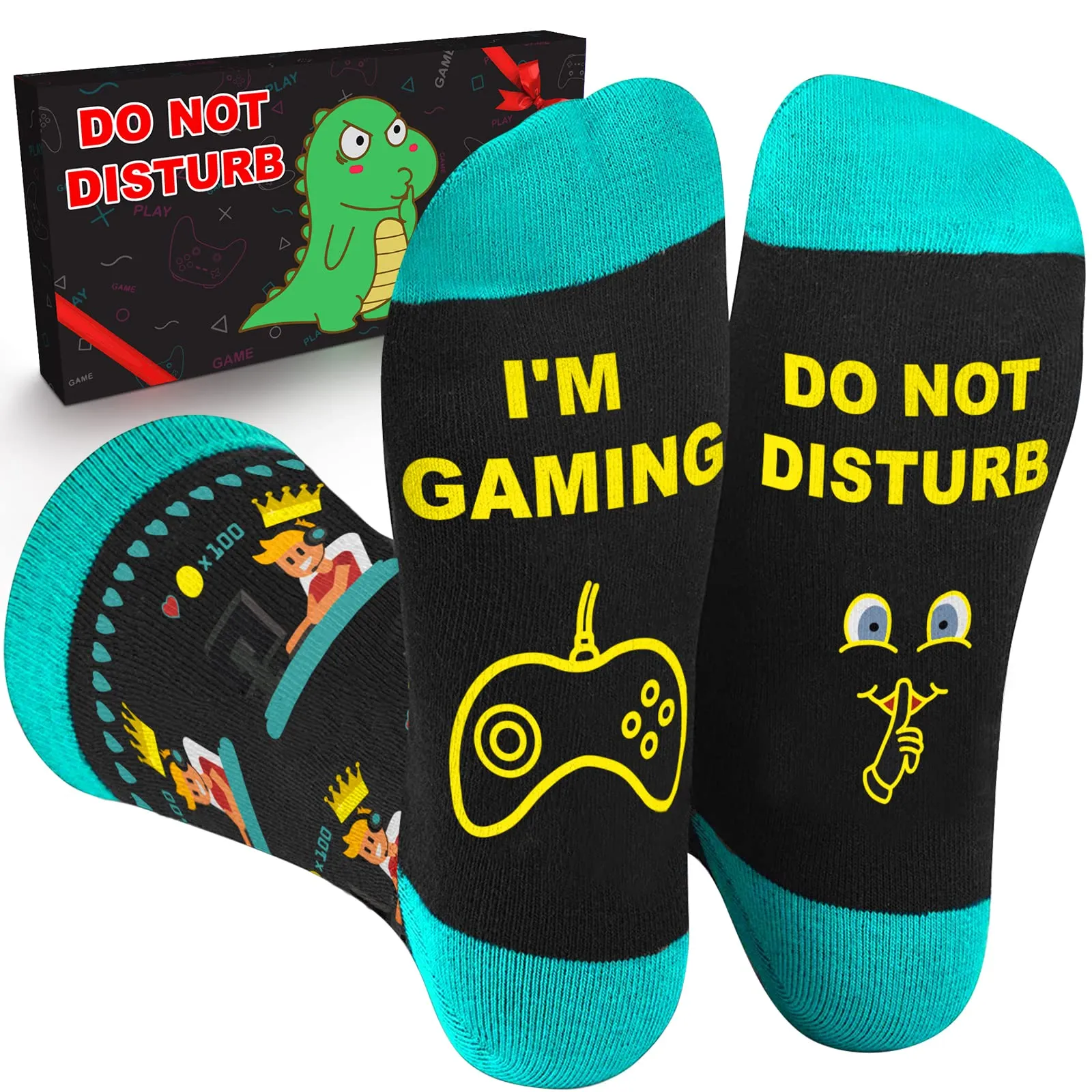 Regali Novità Uomo Donna Calzini divertenti, Calzini Gamer Riempimento calze per ragazzi adolescenti Calza di Natale Regali di Natale per uomini Bambini Ragazzi Figlio Amico Papà