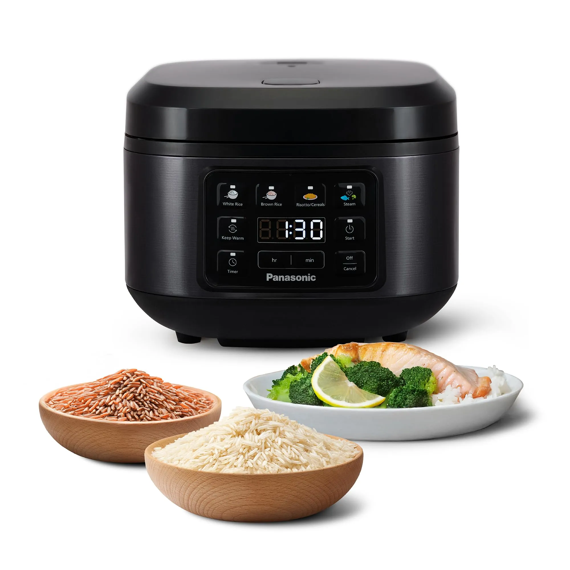 Panasonic SR-DA152KXE Cuociriso Automatica con Vapore, Fuzzy Logic, Indicazione Livello Acqua, Pentola Lavabile in Lavastoviglie, Senza BPA, Mantenimento in Caldo, Avvio Ritardato, Nero