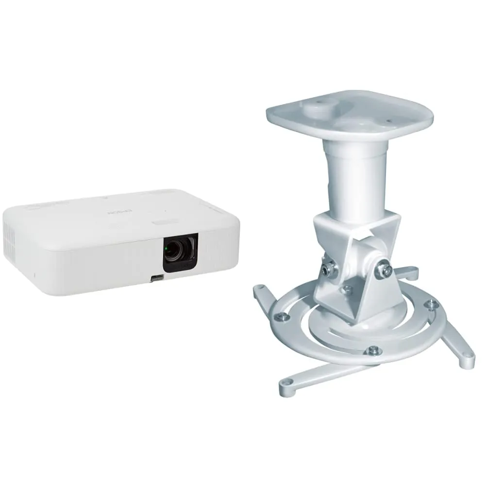 Epson CO-FH02 Videoproiettore Full HD 1080p 1920 x 1080, 16:9, Smart Android TV, 3000 Lumen & My Wall H16-1WL - Supporto da soffitto per proiettore, portata massima 15 kg