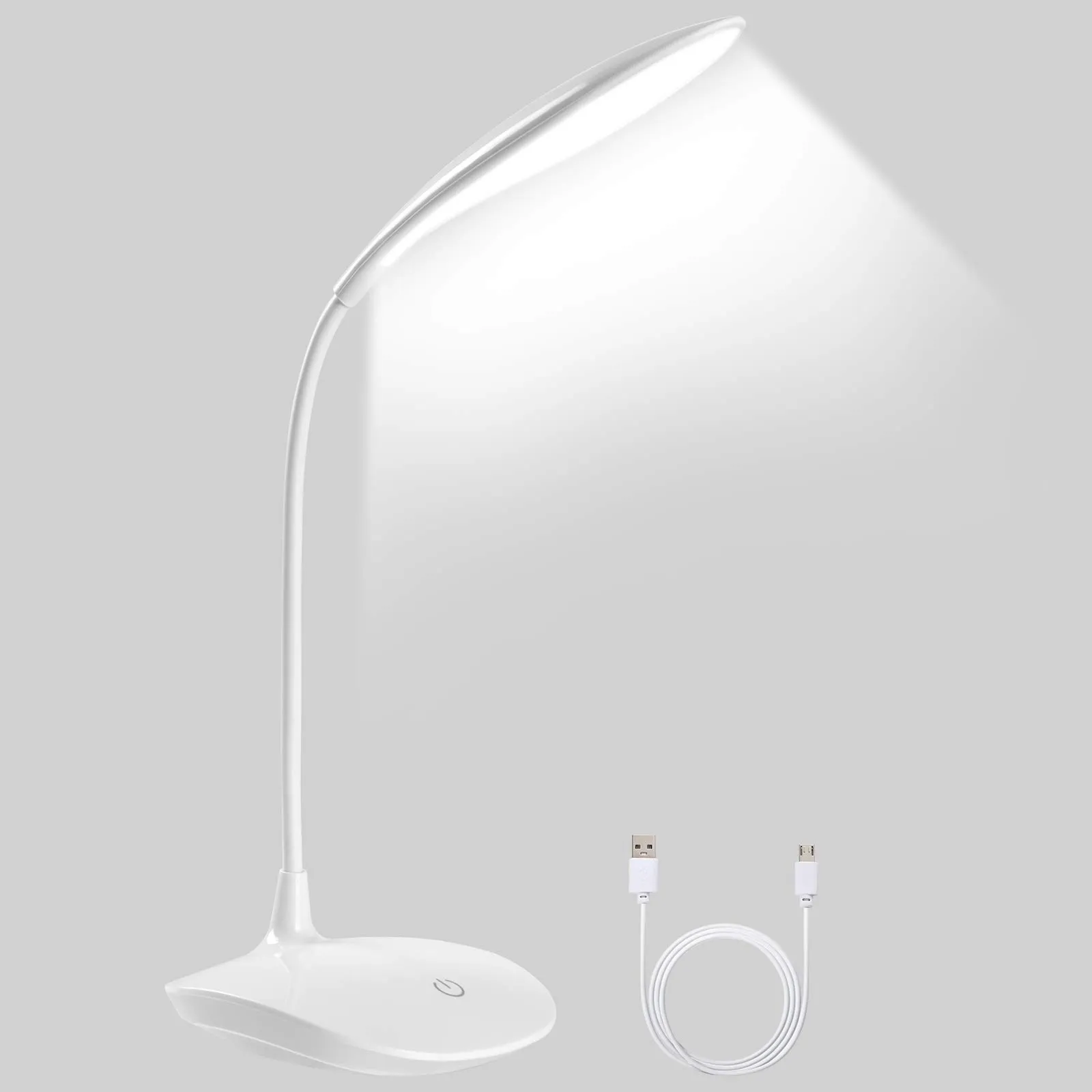 URAQT Lampada da Tavolo 20 LED, LED Luce di Lettura USB Ricaricabile, Pieghevole Tocco-Controllo Lampade, 3 Intensità di Luce Regolabili, con 360° Girevole, per Stanza Ufficio Lettura Lavoro