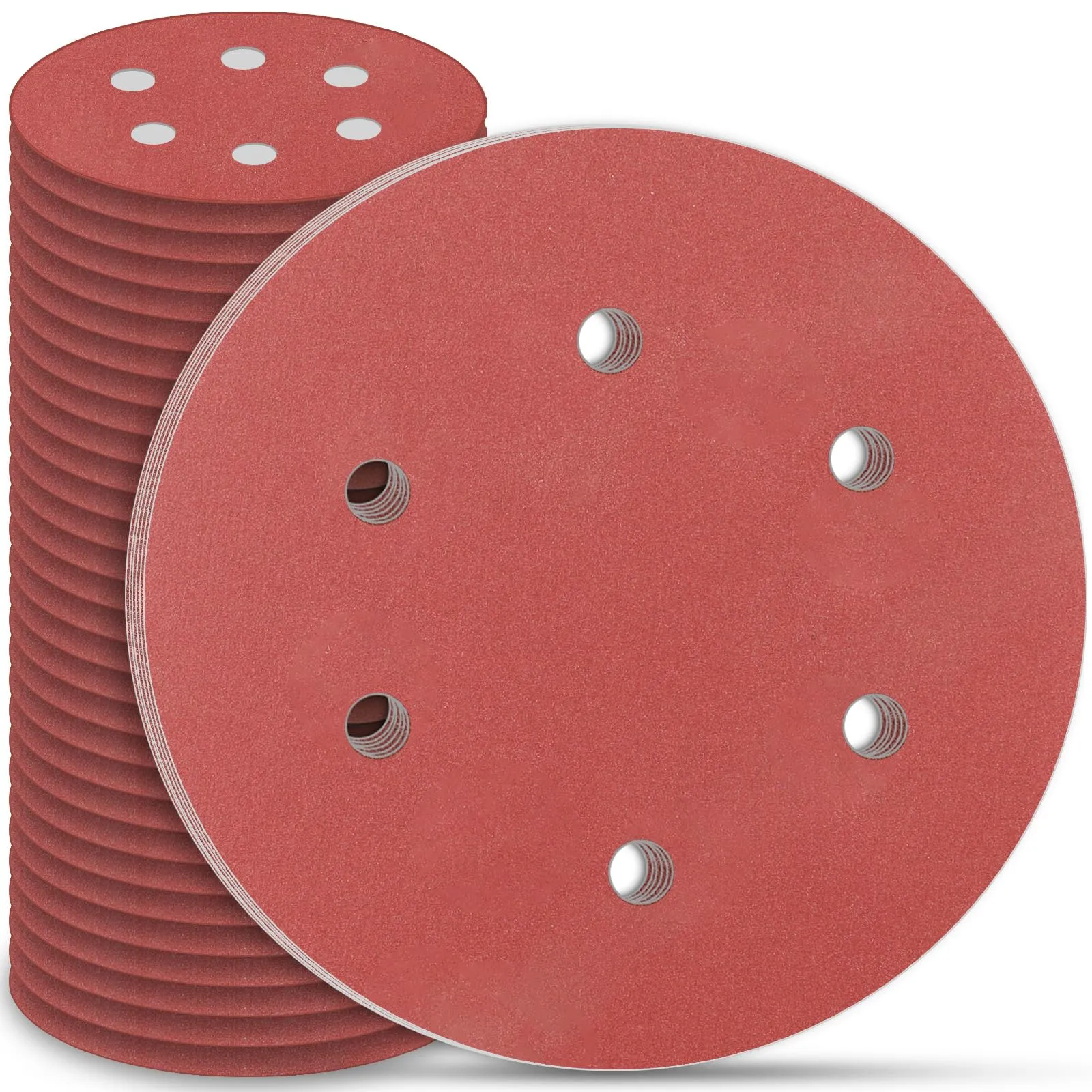 STEBRUAM Dischi Abrasivi 225 mm, Carta Abrasiva 30 Pezzi Kit di Carta Abrasivi a 6 fori Rotondi di Carta Vetrata, Grana P180 per Smerigliatrici per Cartongesso e Giraffe Abrasive